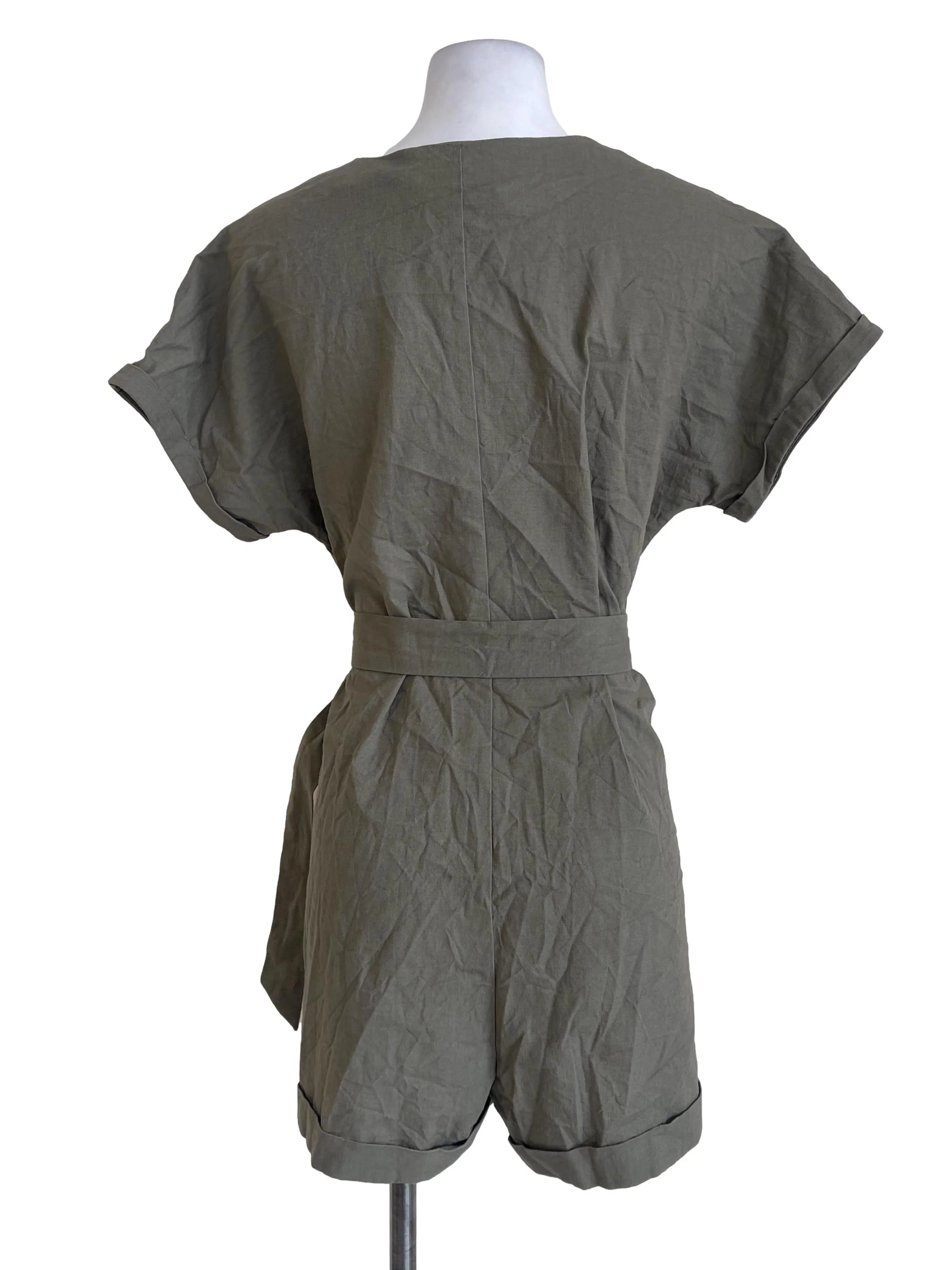 Seaweed Green Button Rompers - Image 2