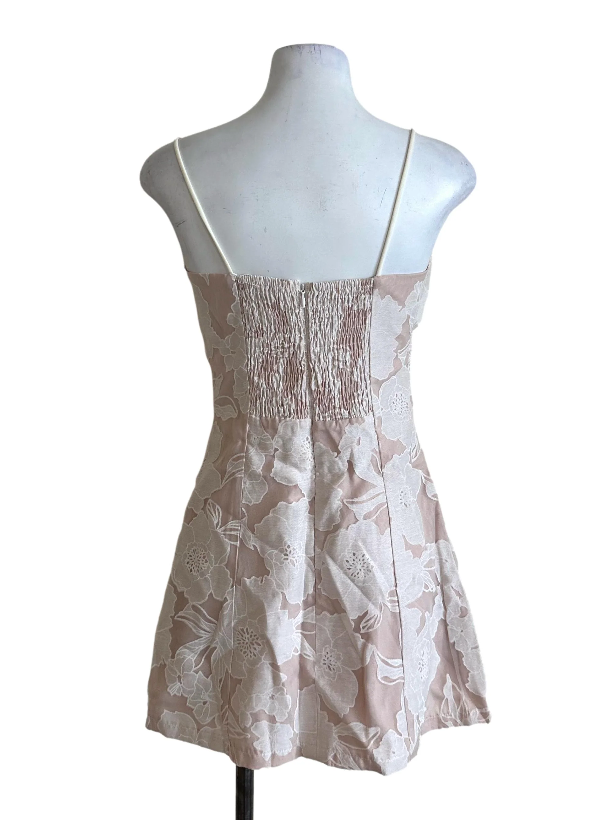 Sepia Beige Lace Panel Slit Dress - Image 2