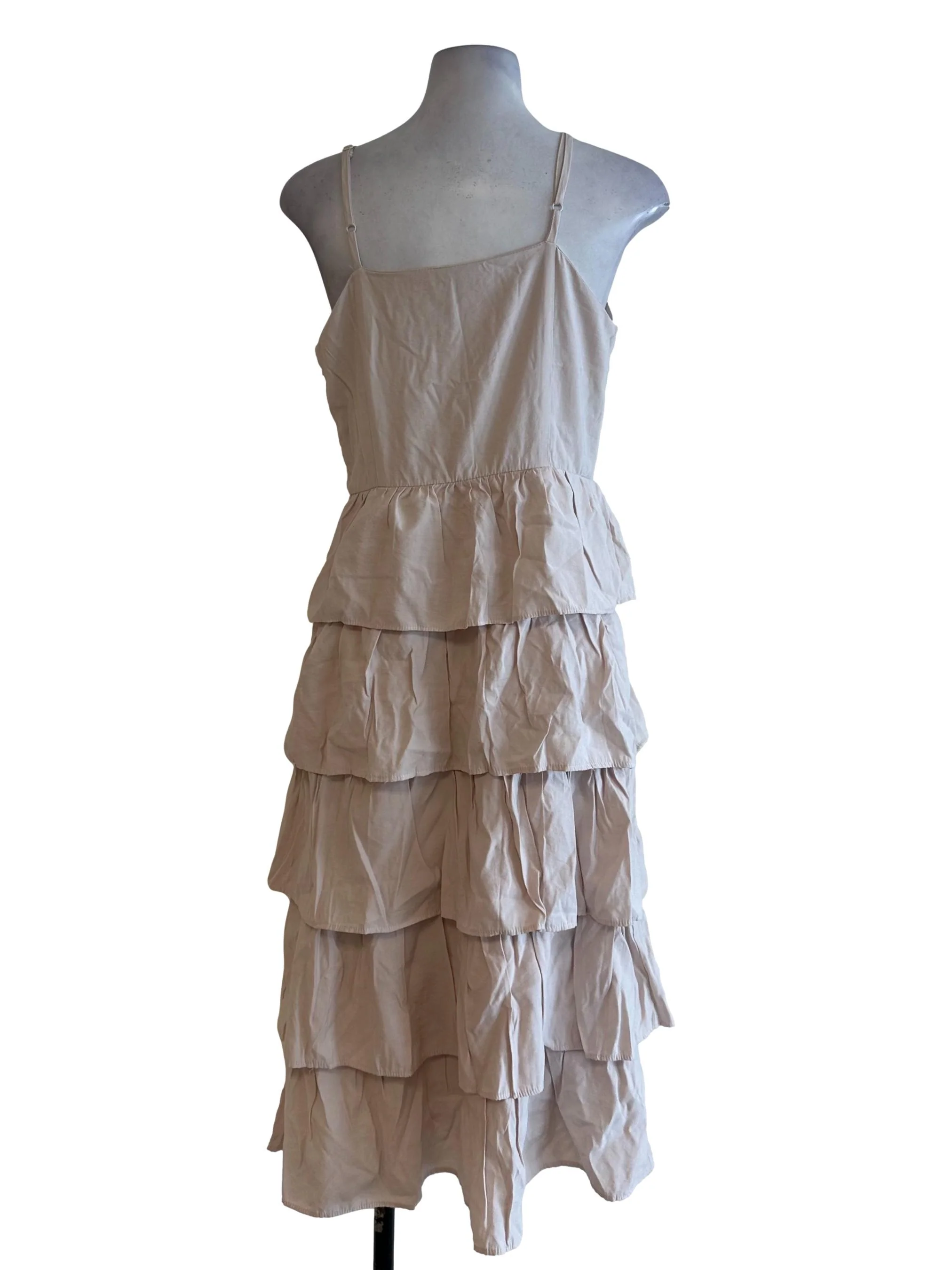 Sepia Beige Square Neck Layered Dress - Image 2