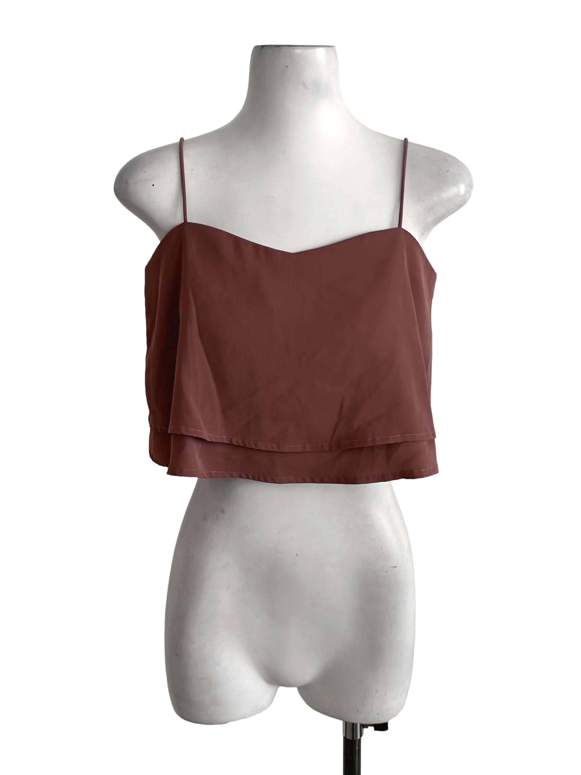 Sepia Brown Layered Spaghetti Strap Top