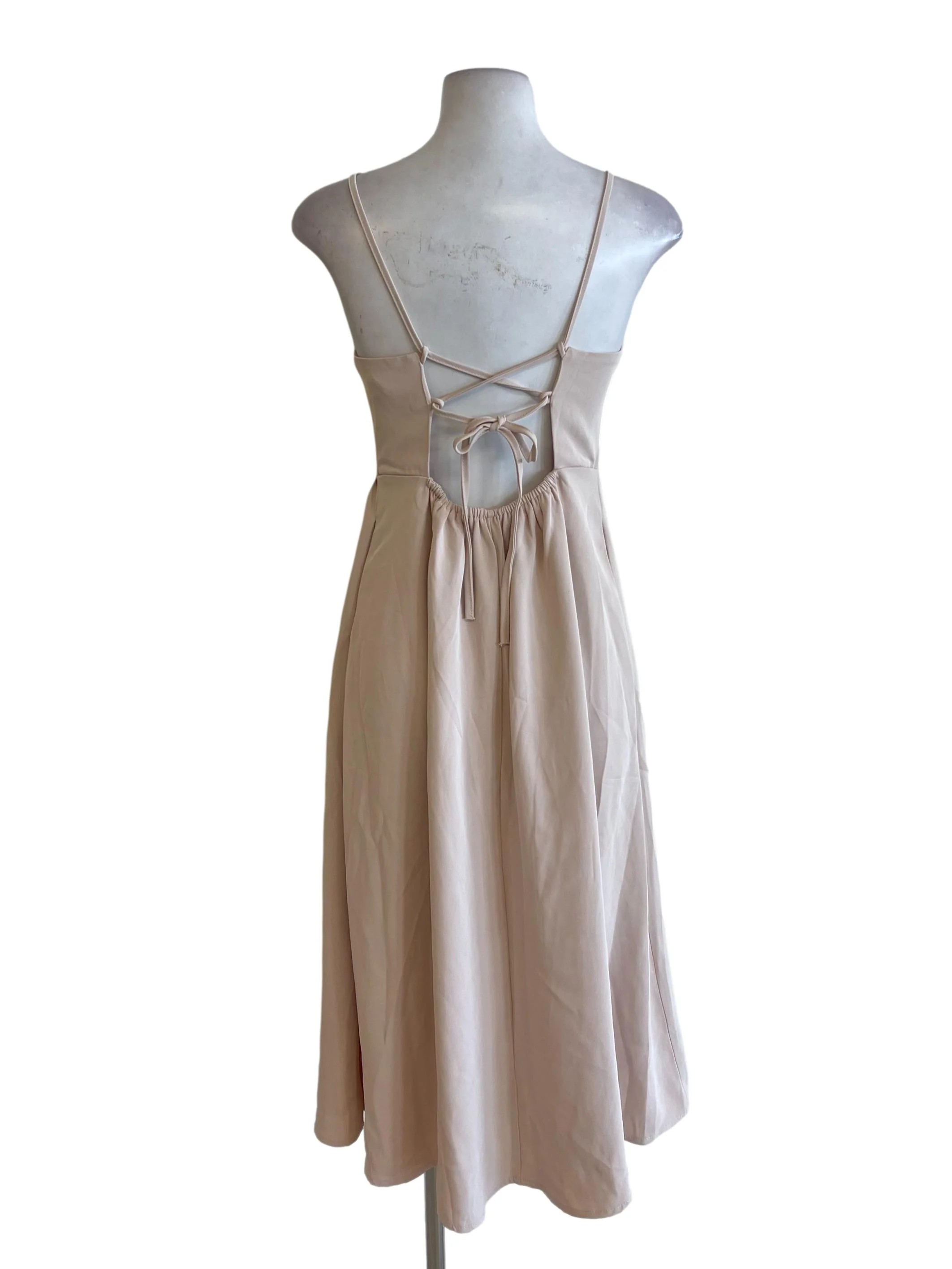 Sepia Cream Spaghetti Strap A Line Dress - Image 2