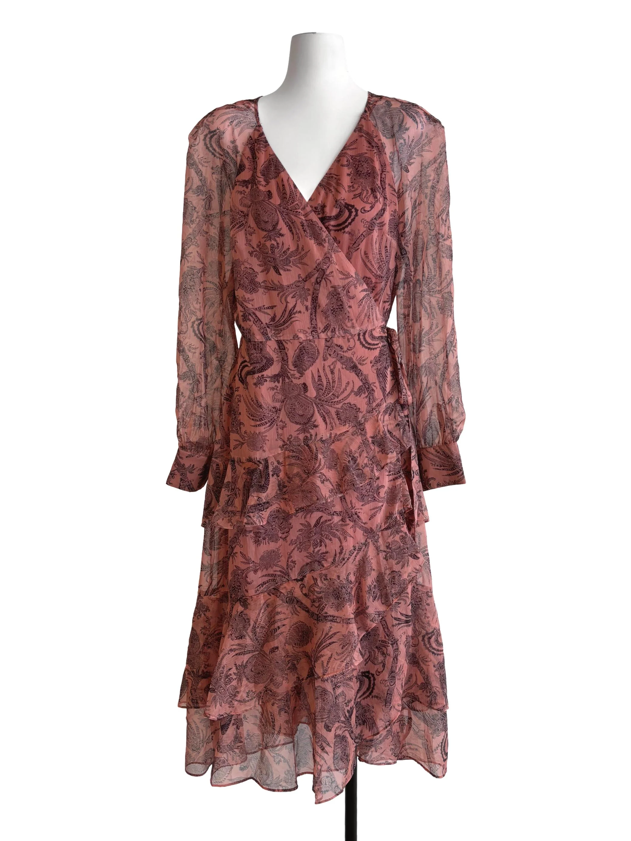 Sepia Printed Wrap Dress