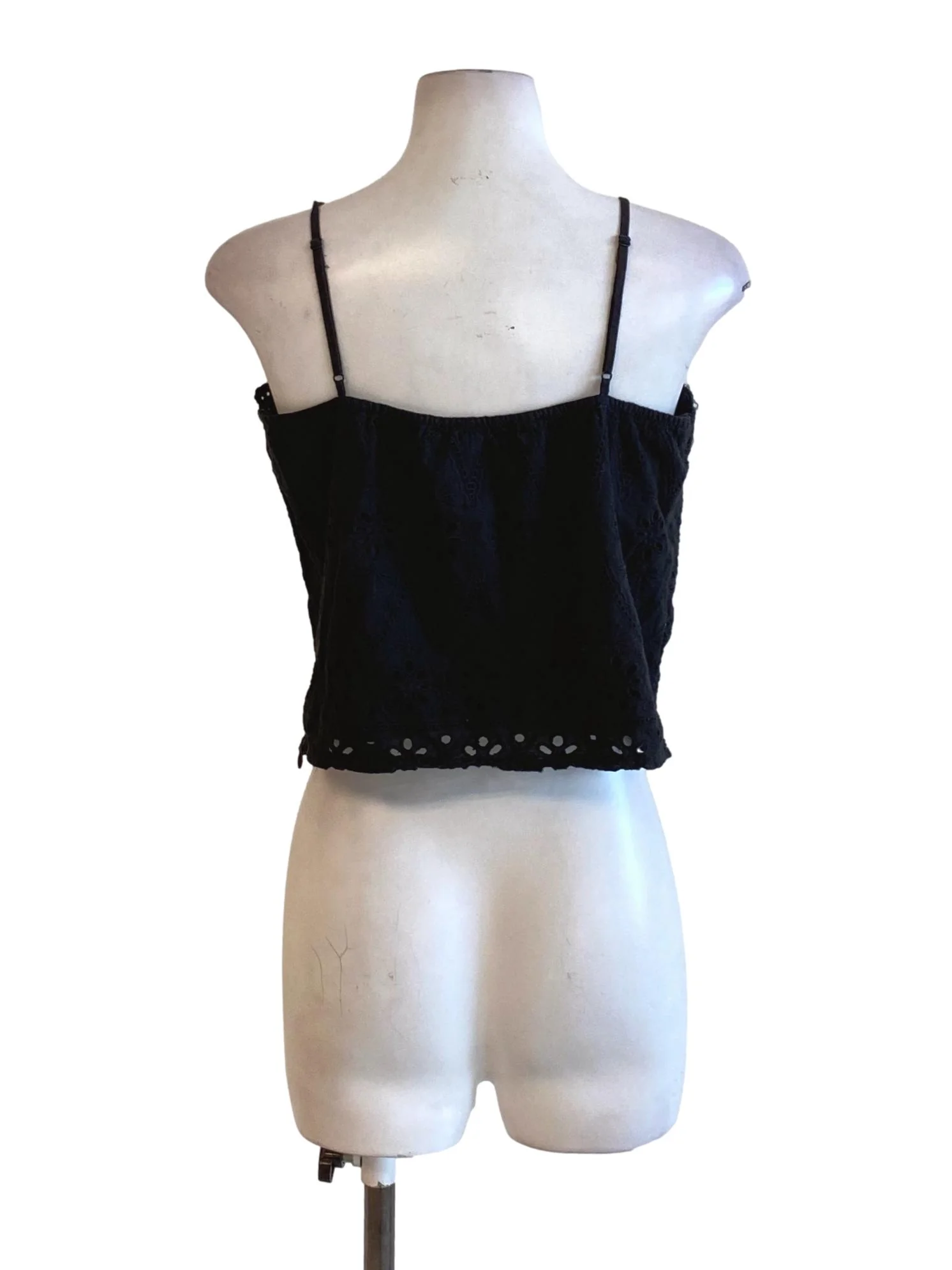 Shadow Black Floral Embroidered Cloud Detail Cropped Top - Image 2