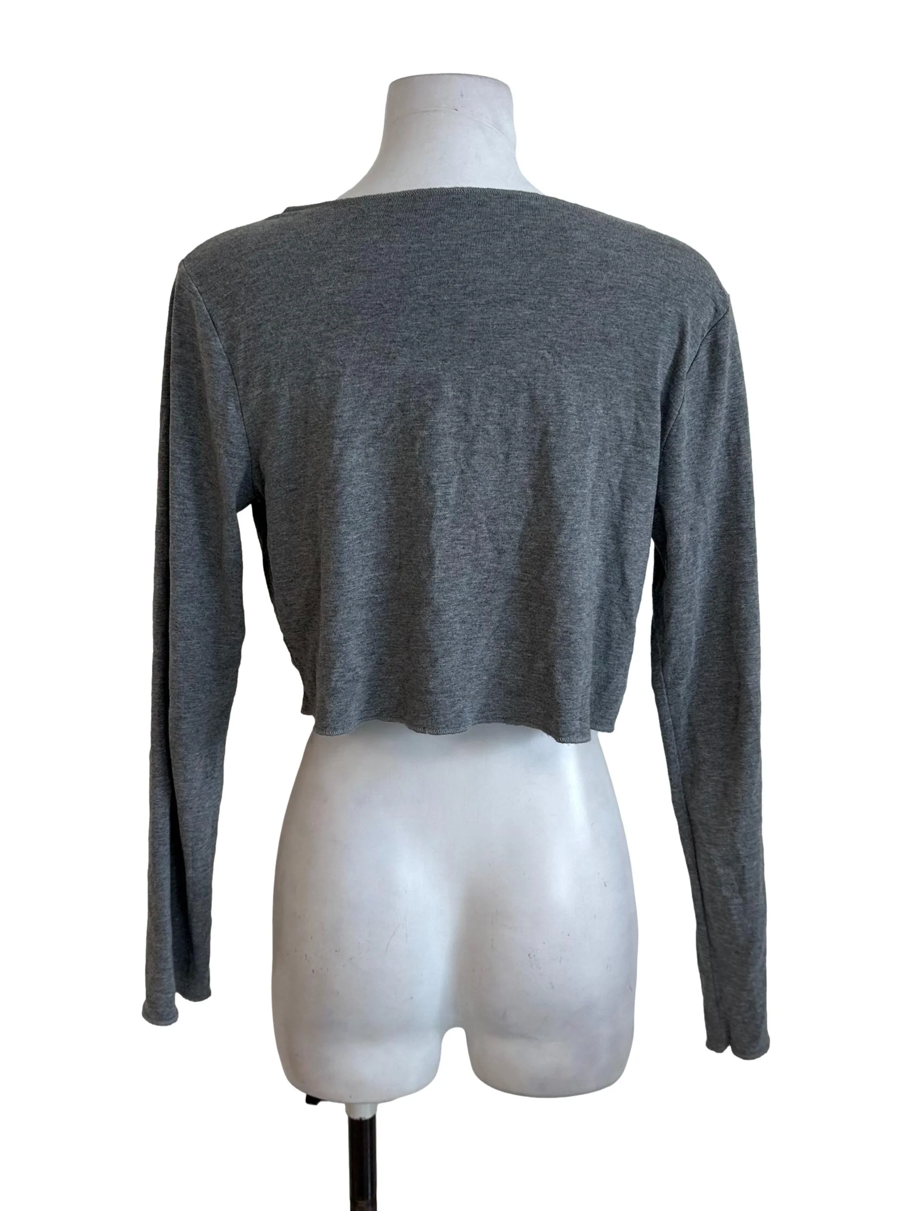 Shadow Grey Button Long Sleeve Top - Image 2
