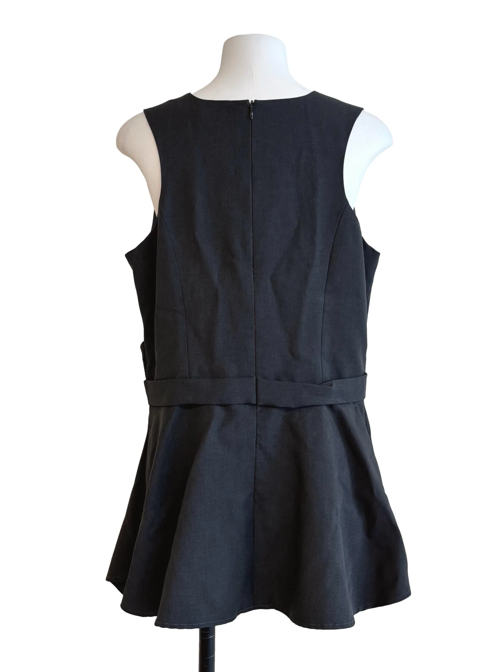 Shadow Grey Sleeveless Peplum Top - Image 2