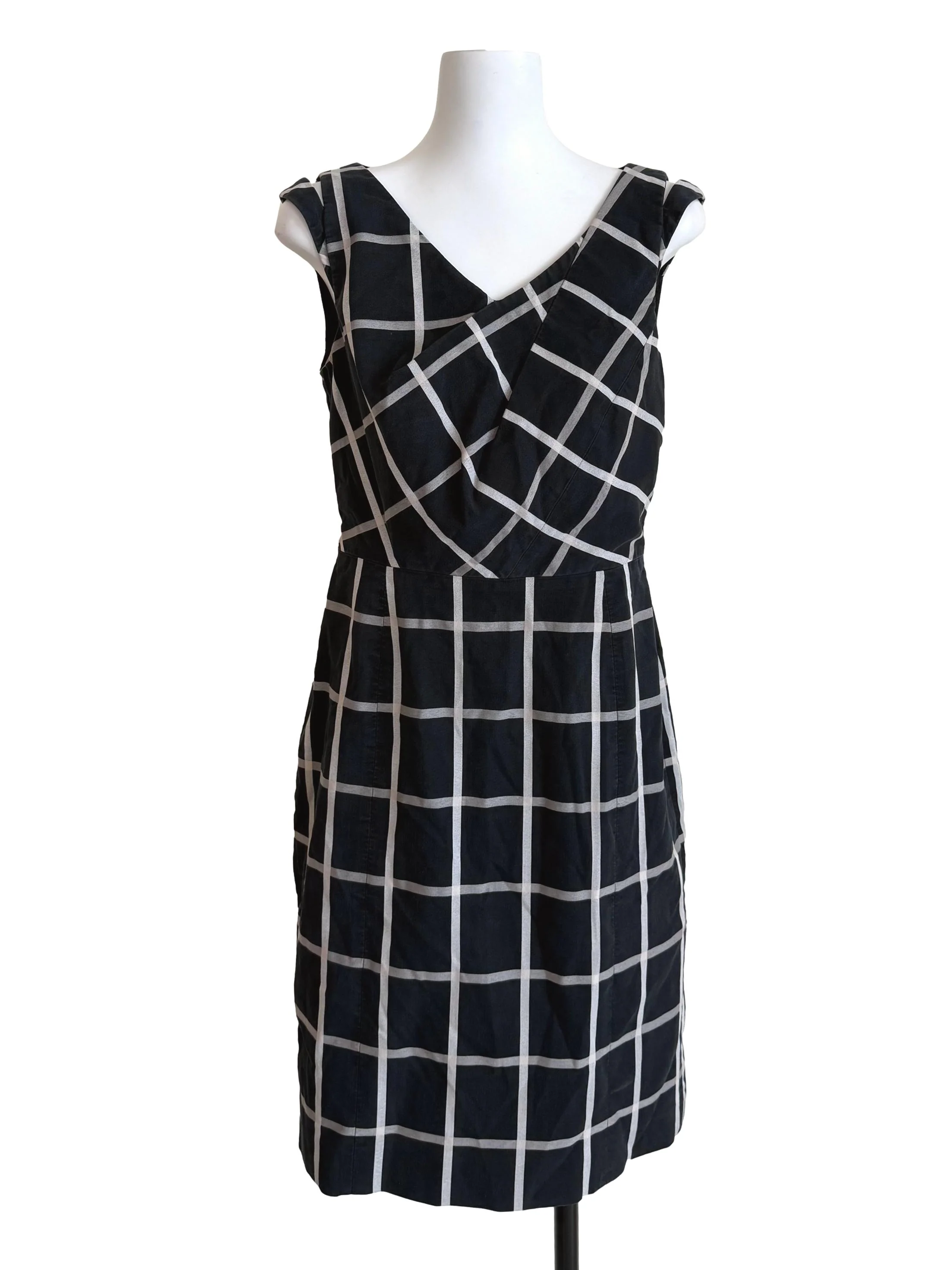 Shadow Windowpane Slit Shoulder Dress