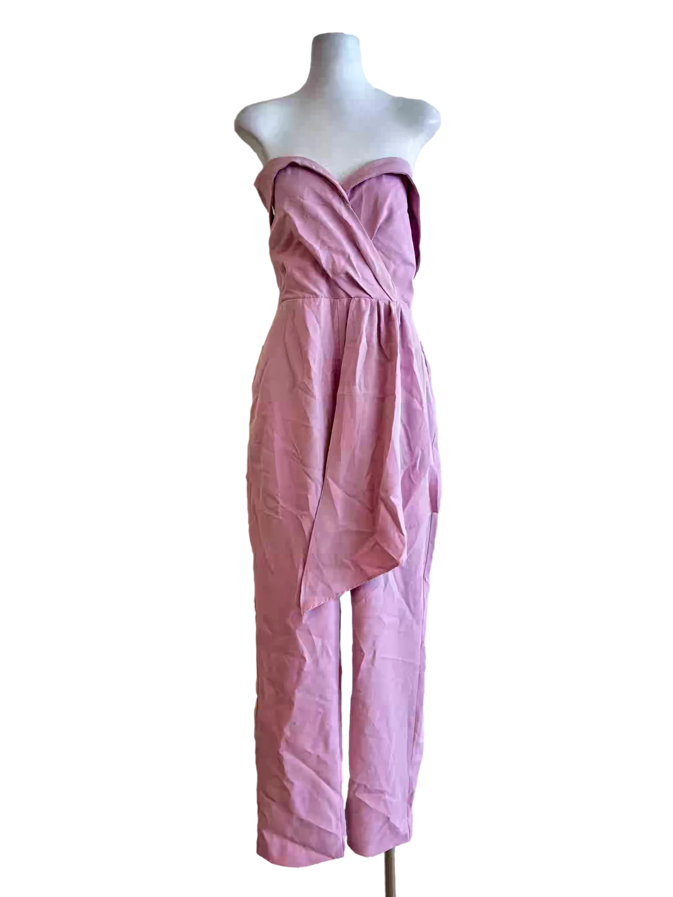 Sherbet Pink Strapless Off Shoulder Jumpsuit