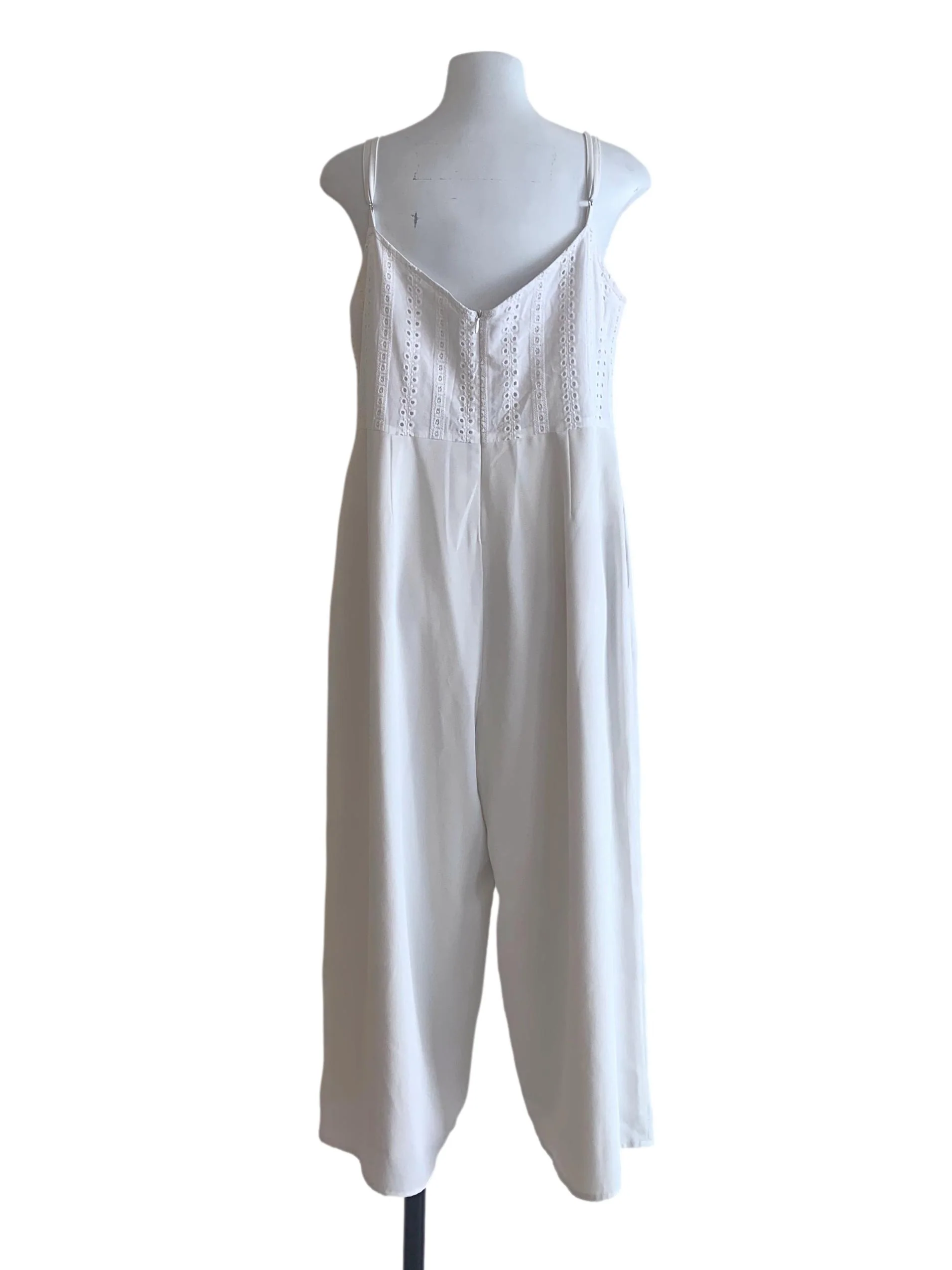 Chiffon White V Neck Jumpsuit - Image 2