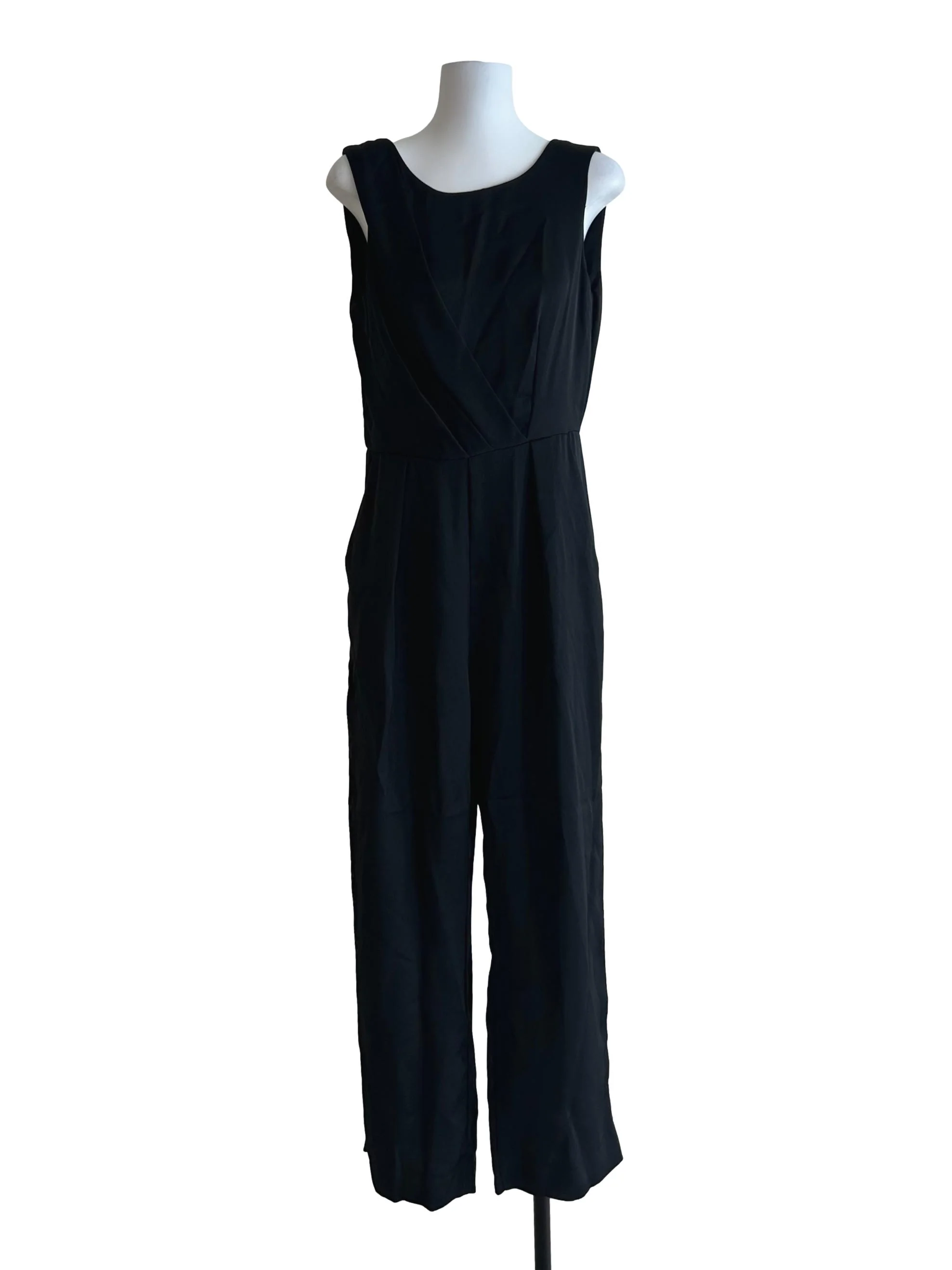 Shiny Black Low Back Jumpsuit