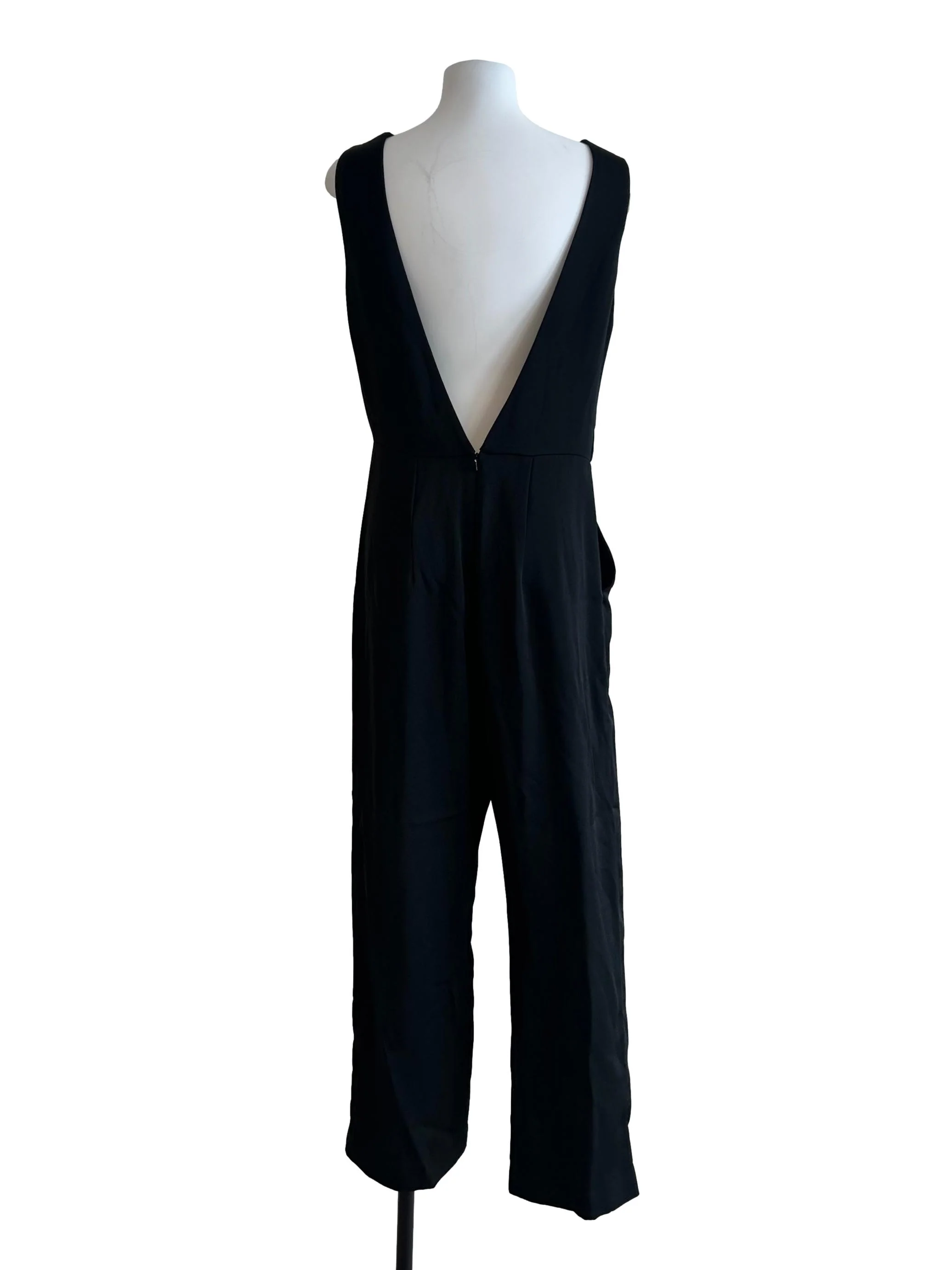 Shiny Black Low Back Jumpsuit - Image 2