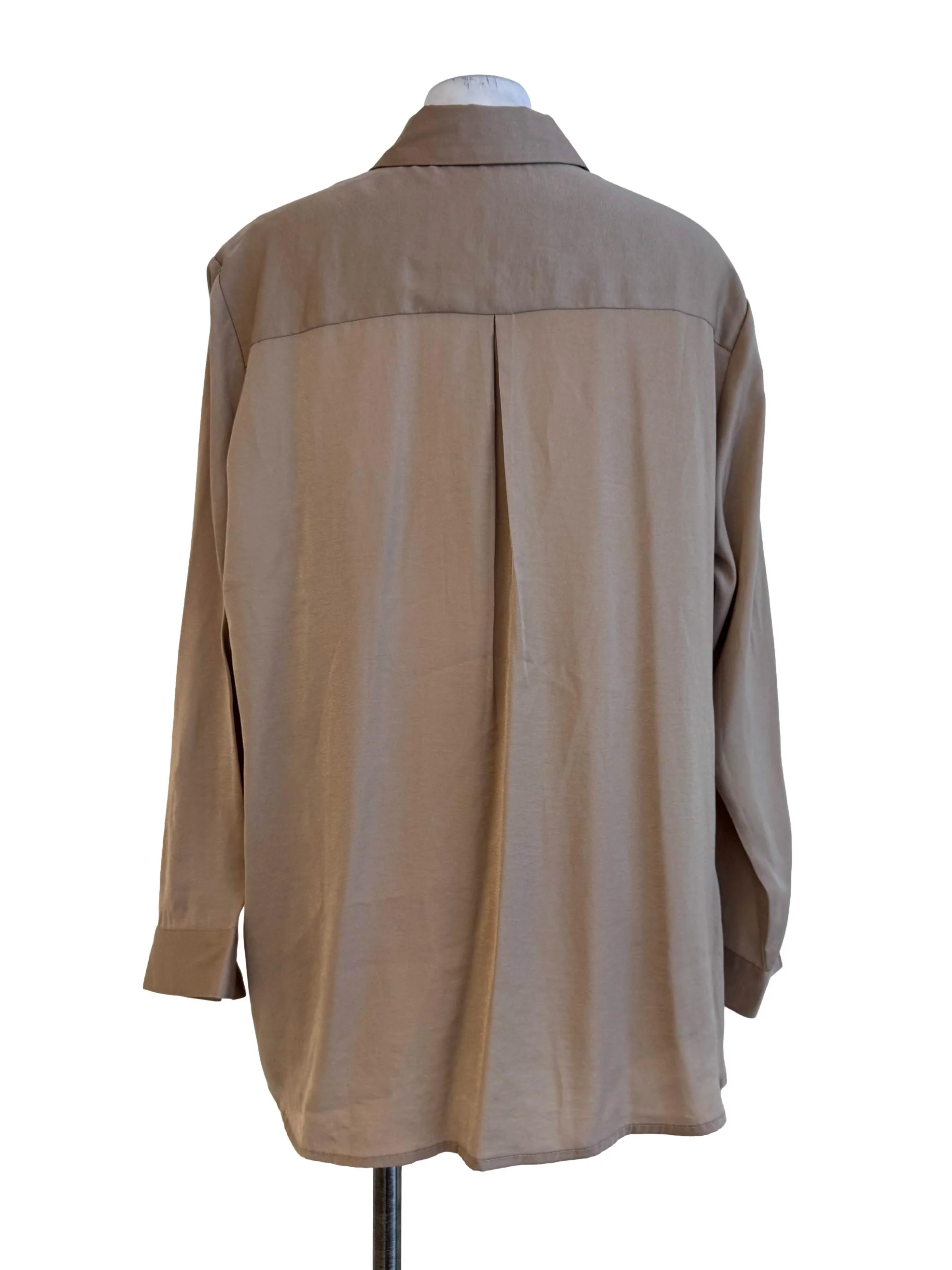Shiny Brown Long Sleeve Blouse - Image 2