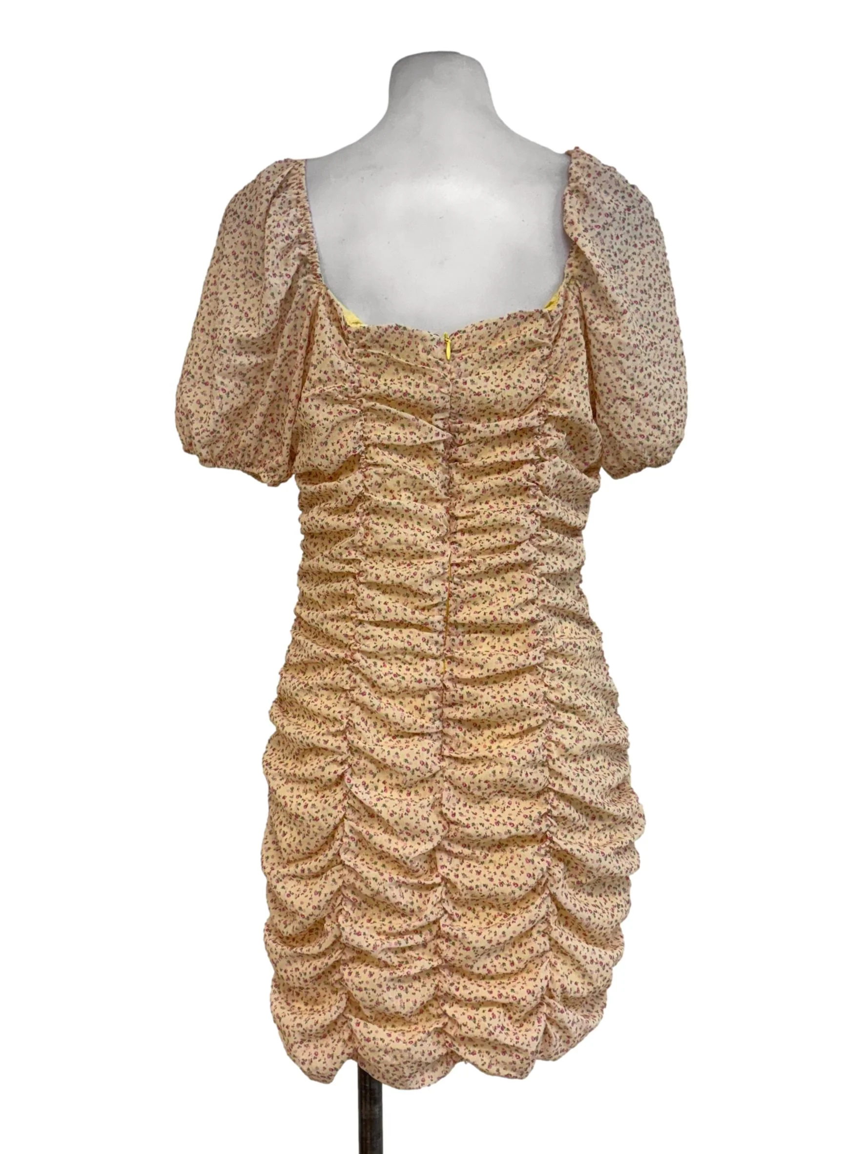 Shortbread Yellow Floral Ruched Bodycon Dress - Image 2