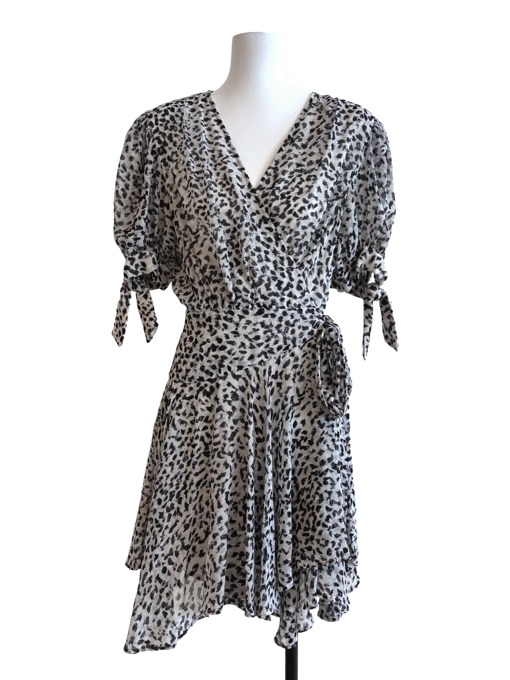 Silver Cheetah Print Wrap Dress