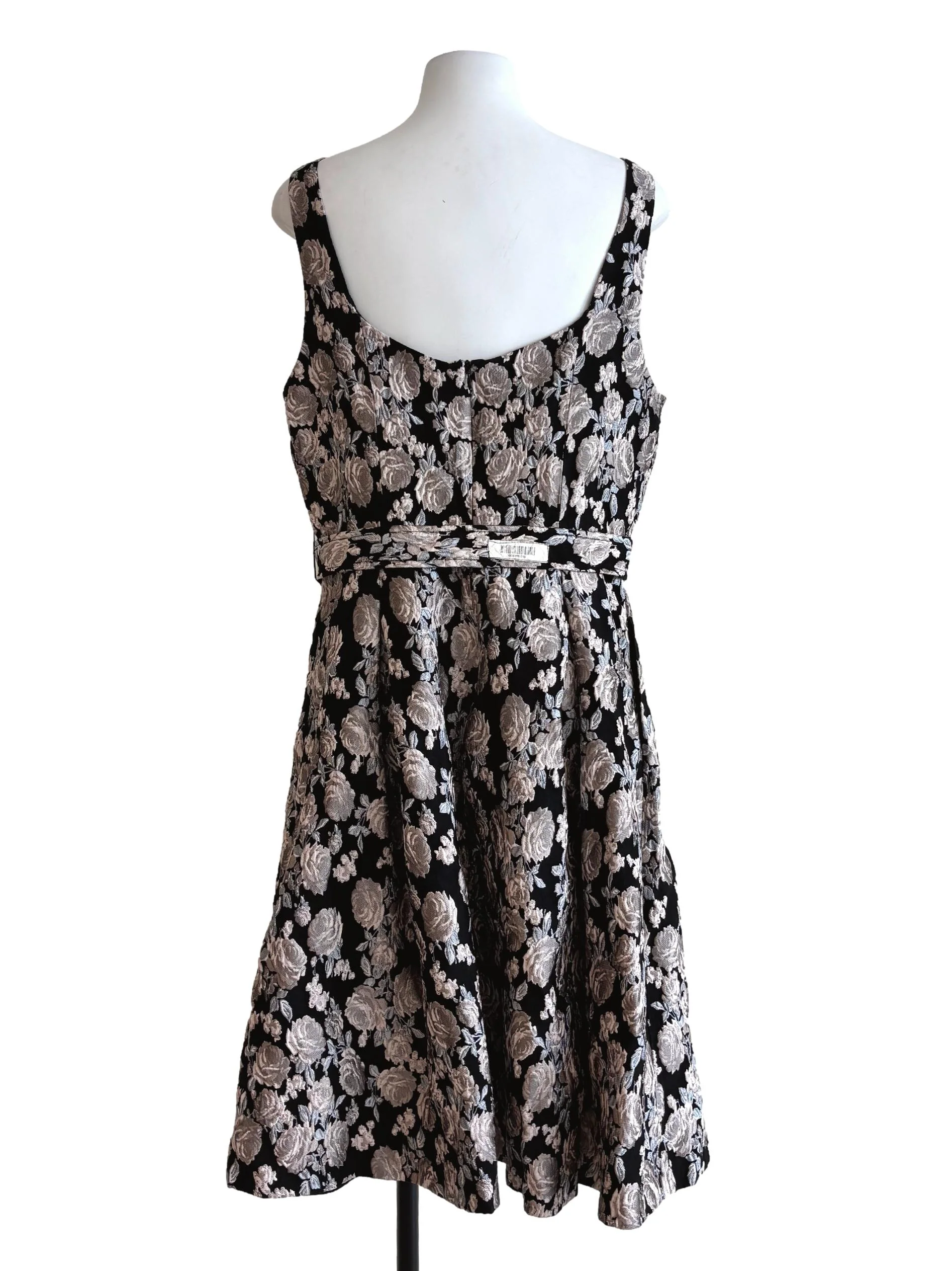 Silver Grey A-Line Jacquard Dress - Image 2