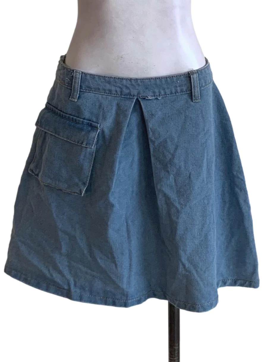 Sky Blue Denim Mini Skirt