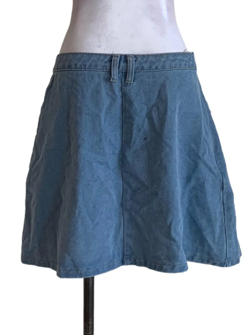 Sky Blue Denim Mini Skirt - Image 2