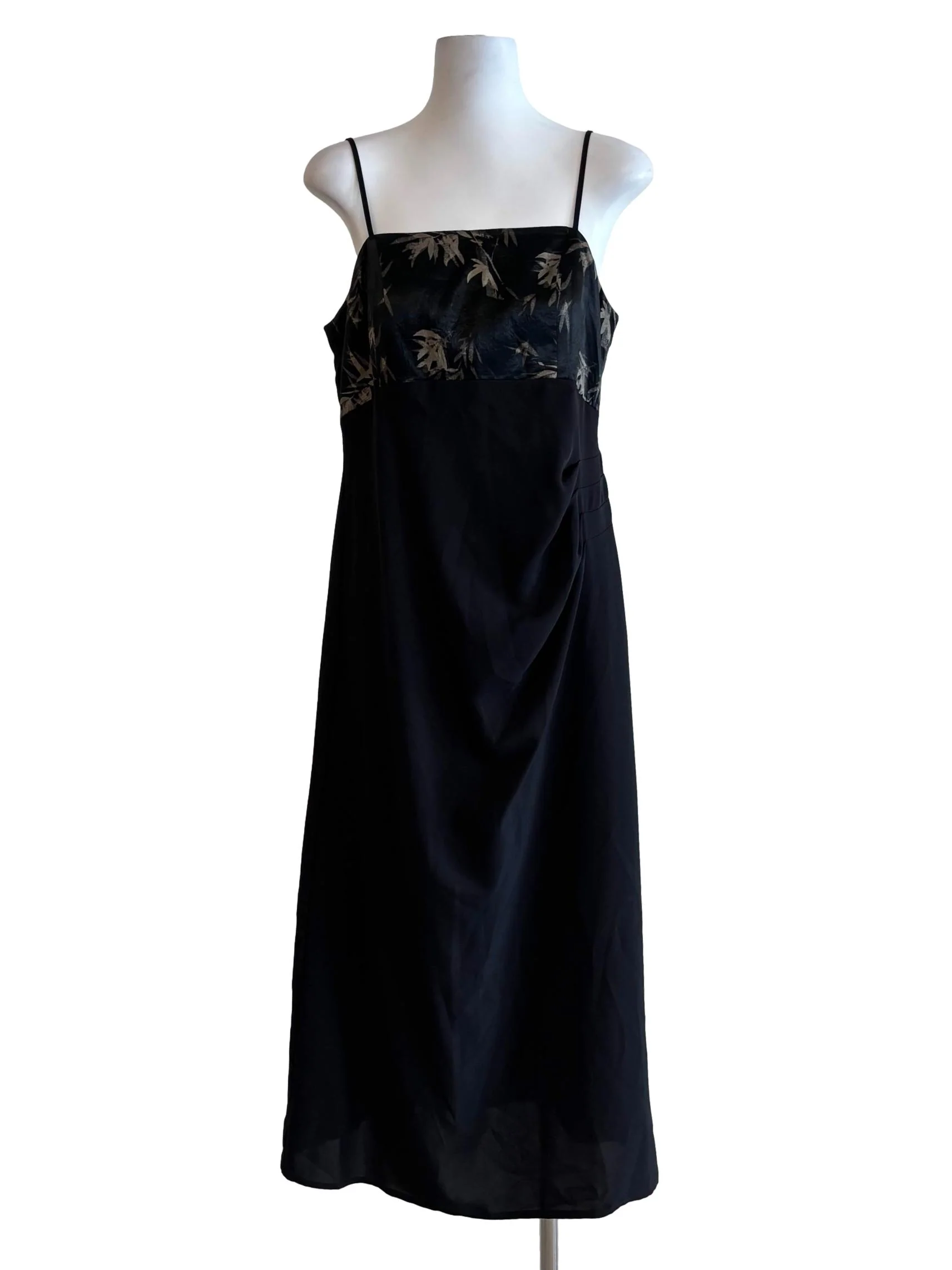 Slate Black Spaghetti Strap Patterned Dress