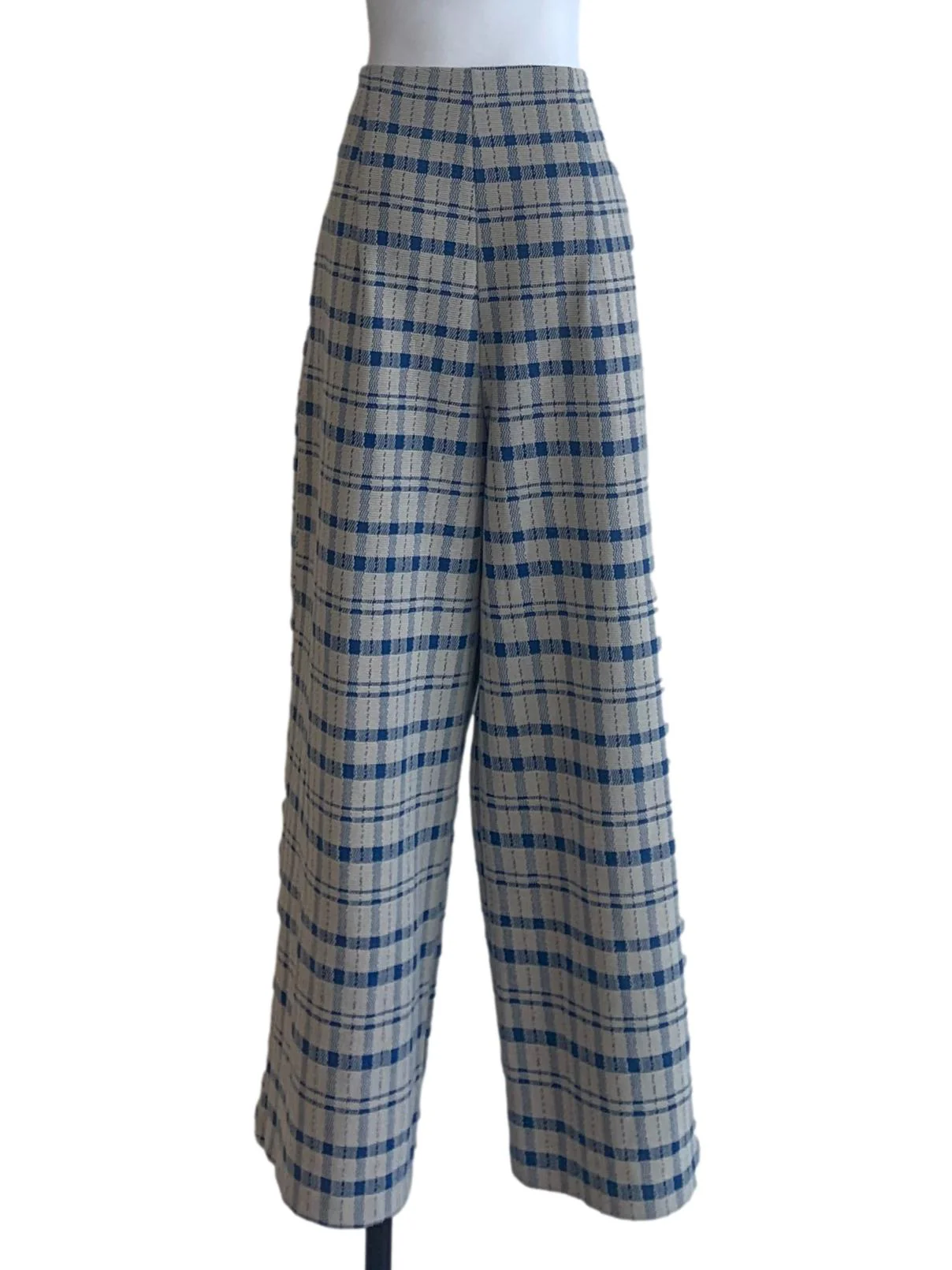 Slate Blue Madras Pattern Pants - Image 2