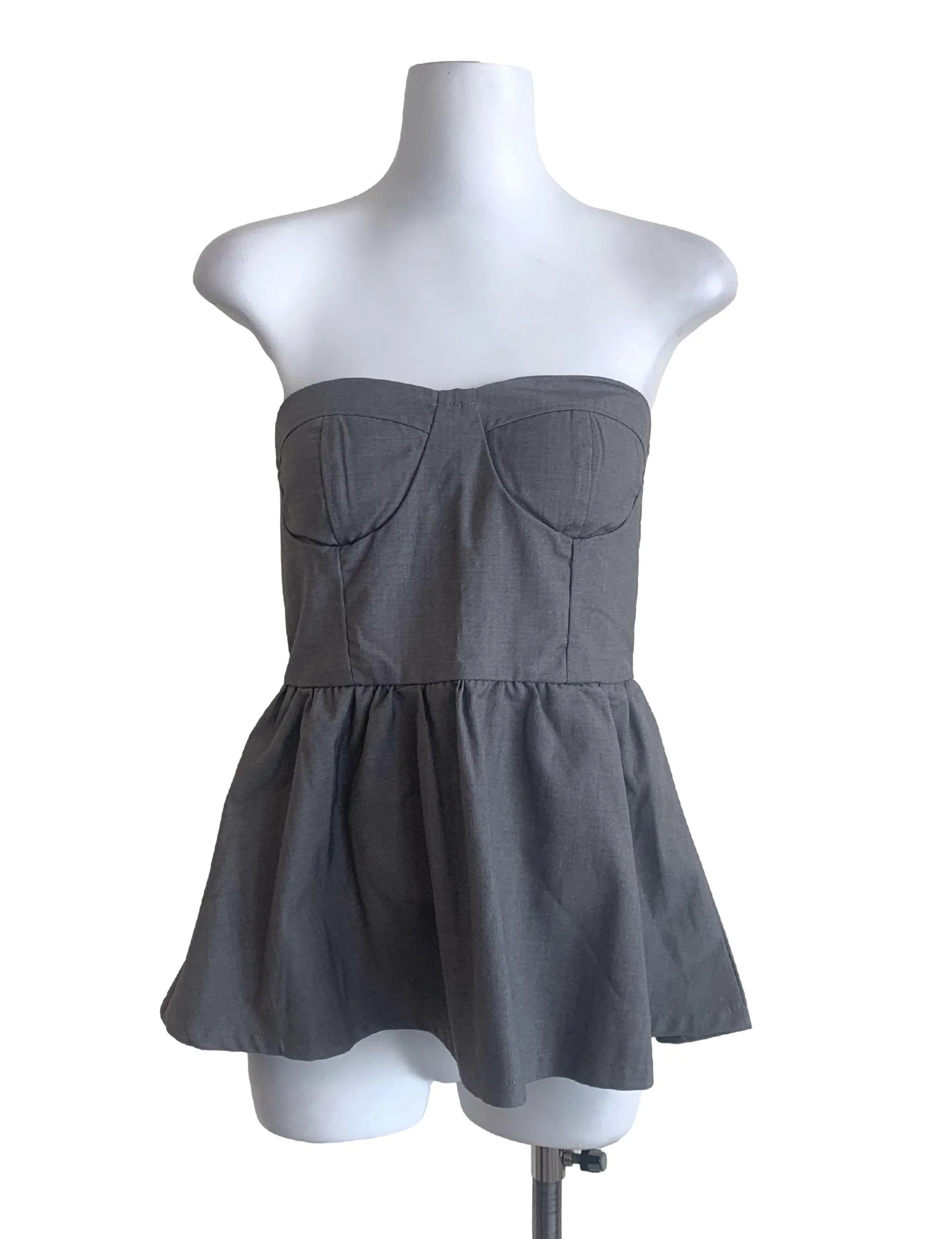 Smoke Grey Peplum Top