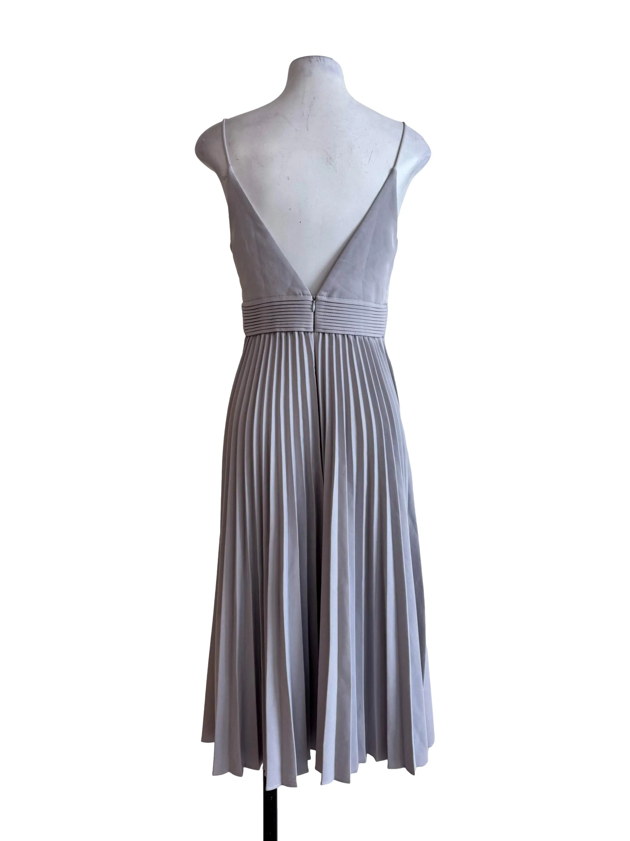 Smoke Grey Pleated Padded Dress - Image 2