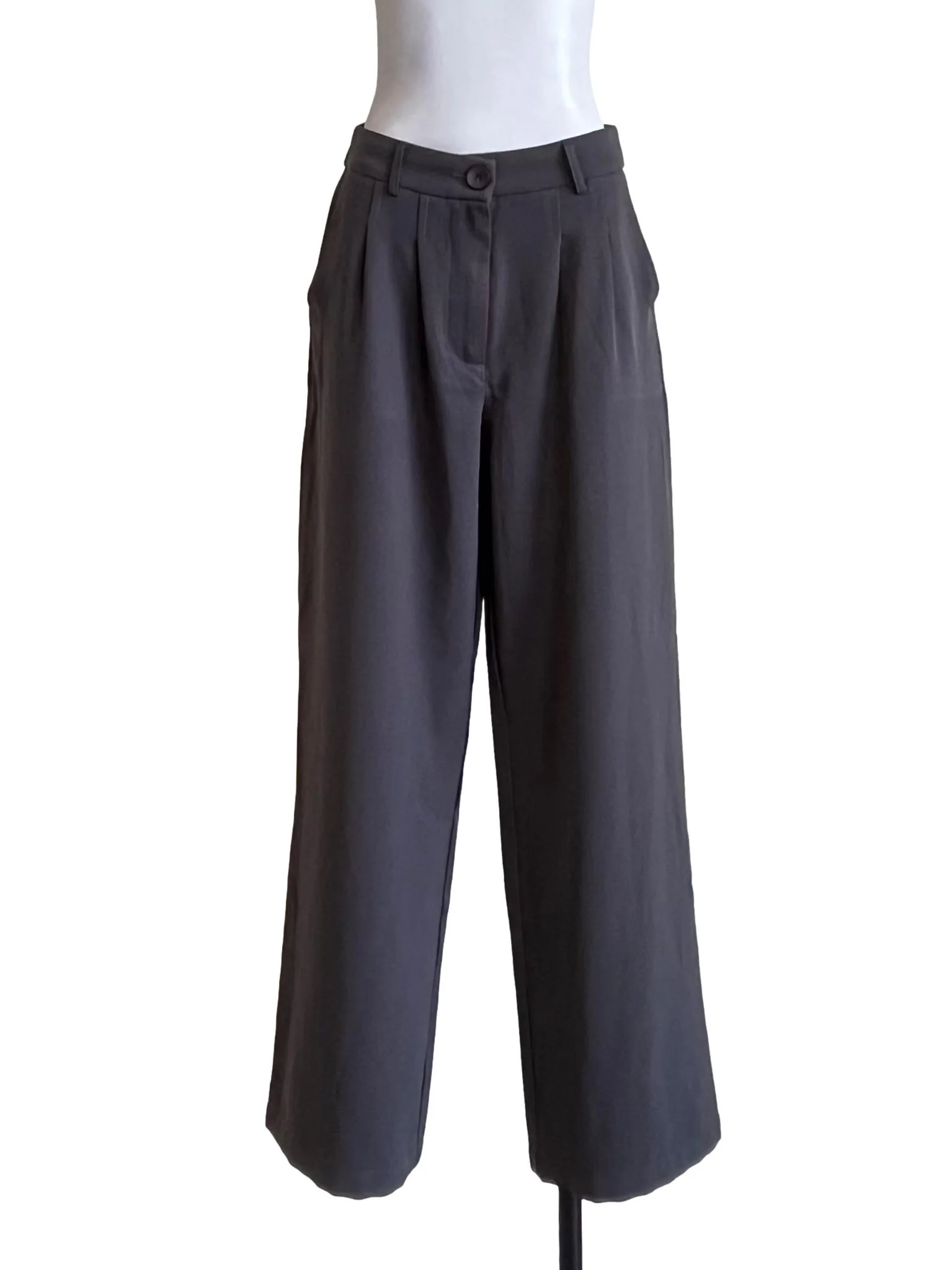 Smoke Grey Straight Cut Pants