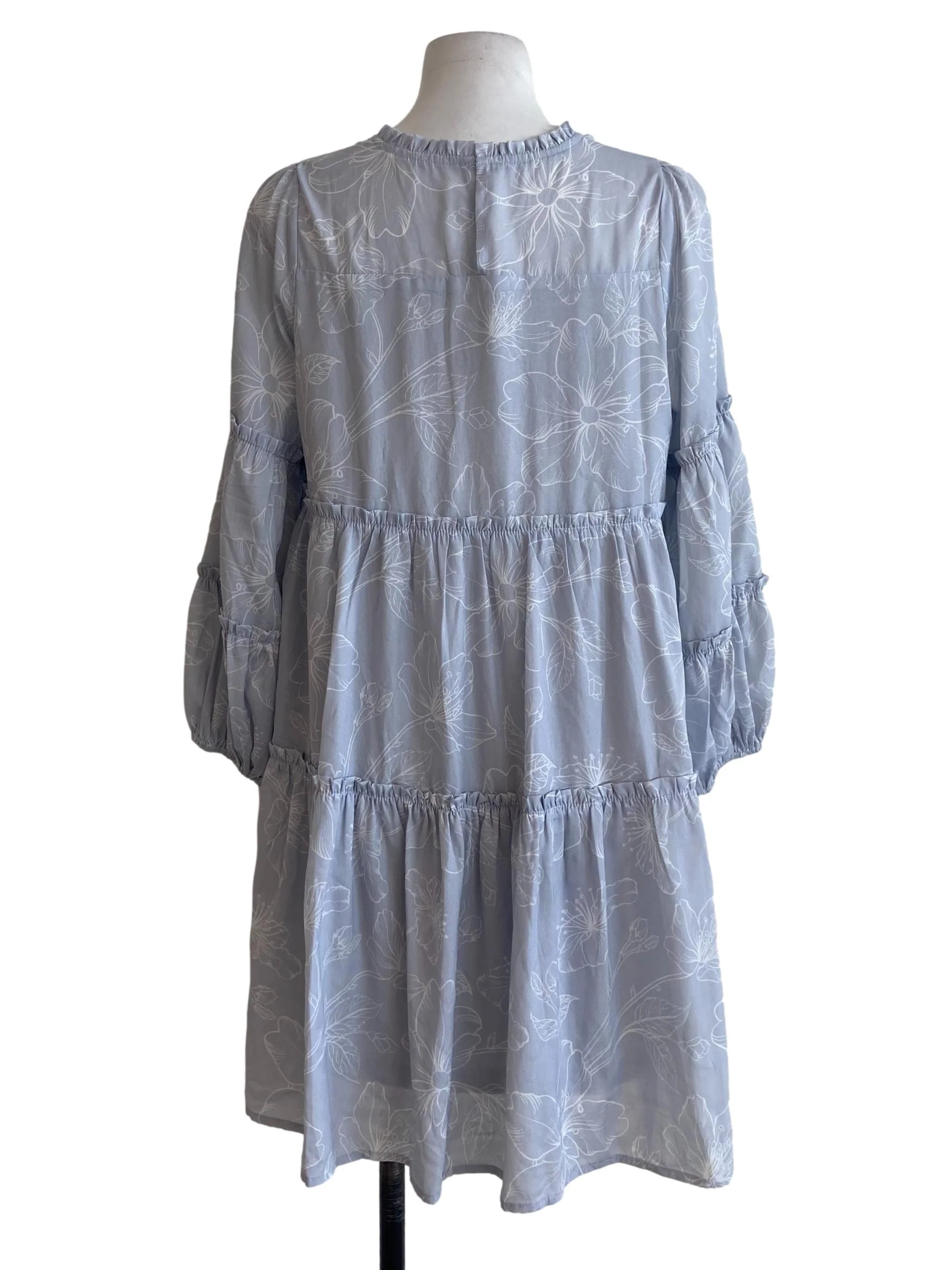 Snow Blue & White Floral Layered Dress - Image 2
