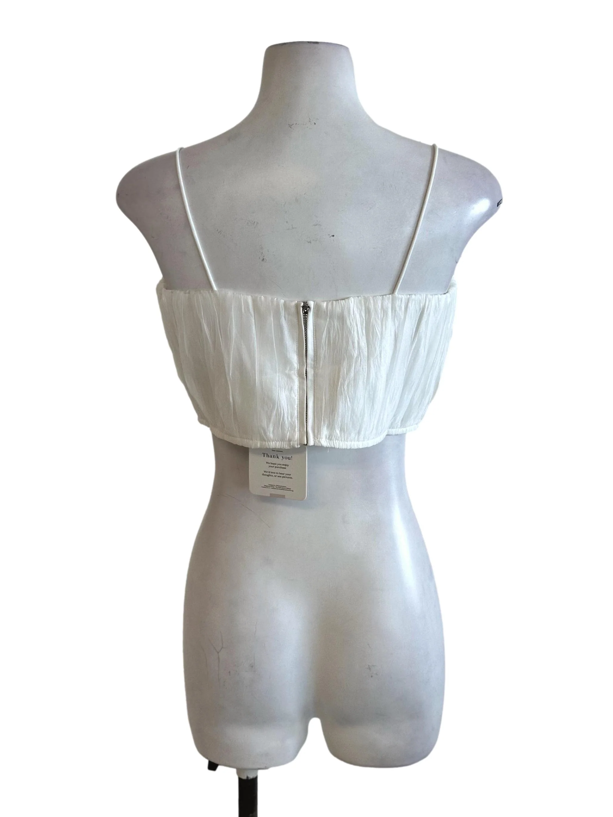 Snow White Textured Square Neck Crop Top - Image 2