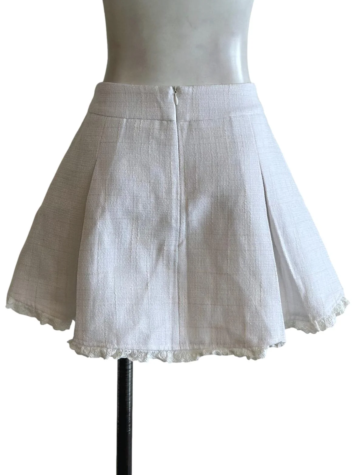 Snow White Tweed Mini Skirt - Image 2