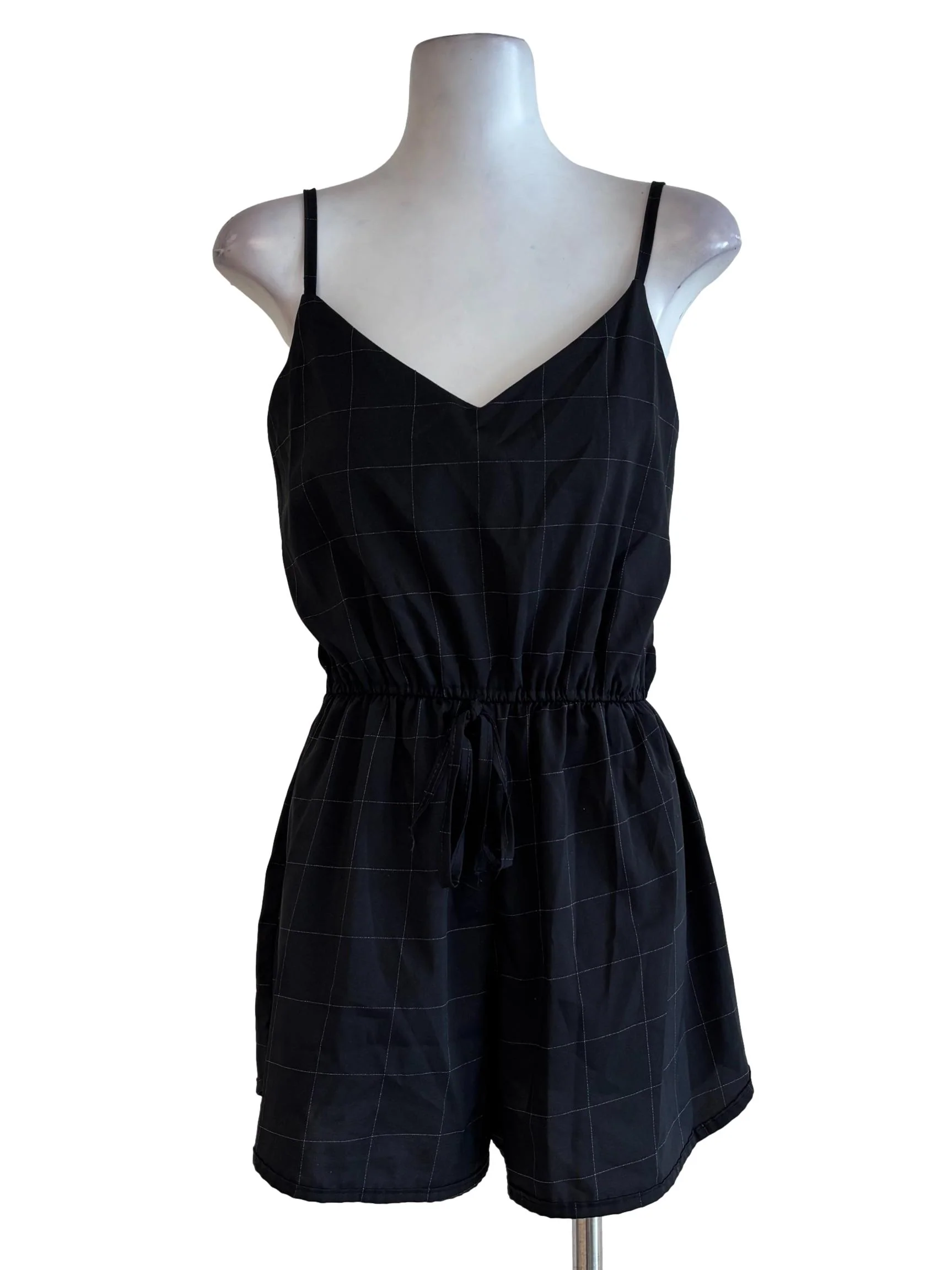 Soft Black Checkered Rompers