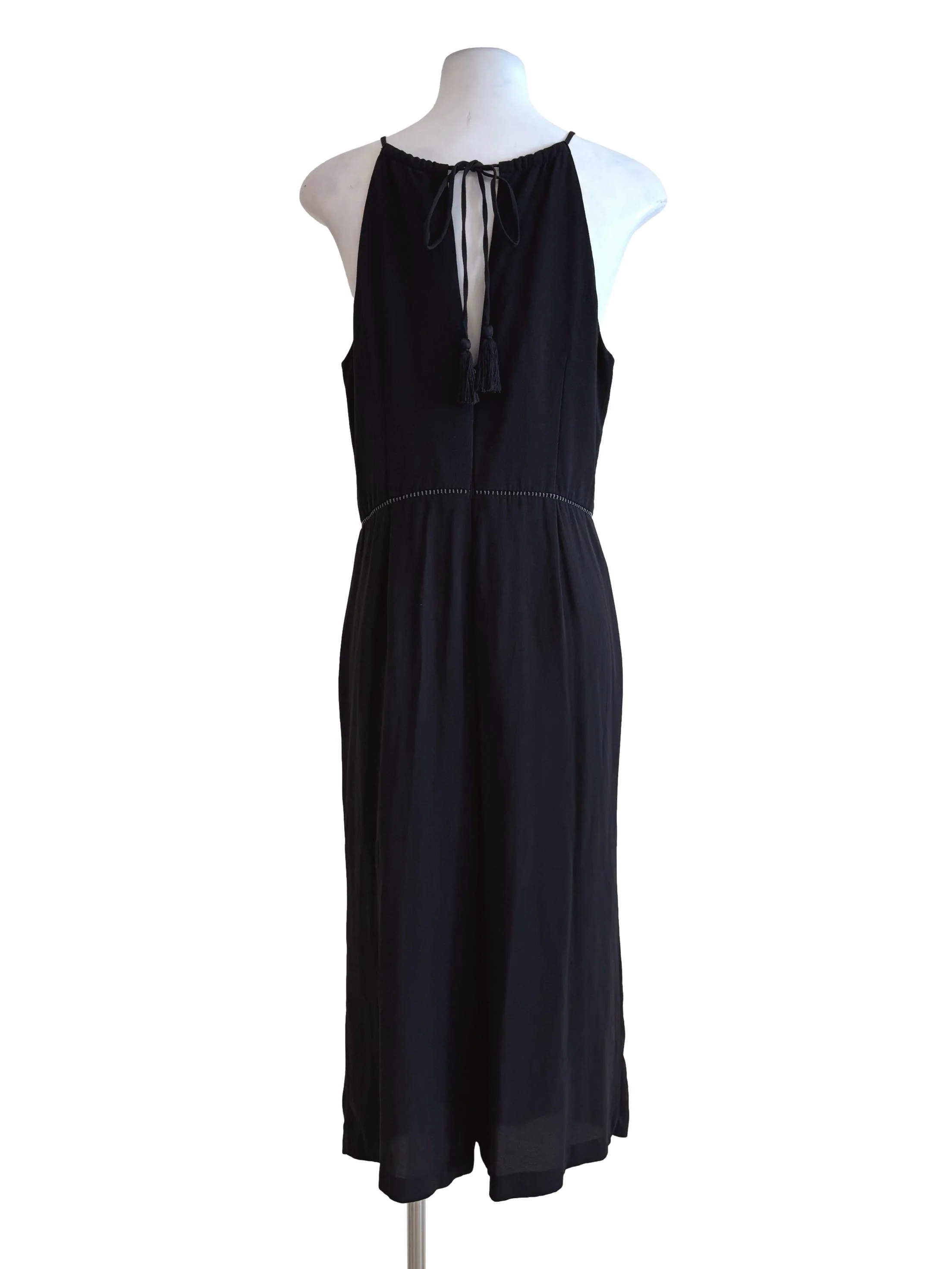 Soft Black Embroidered Halter Romper - Image 2