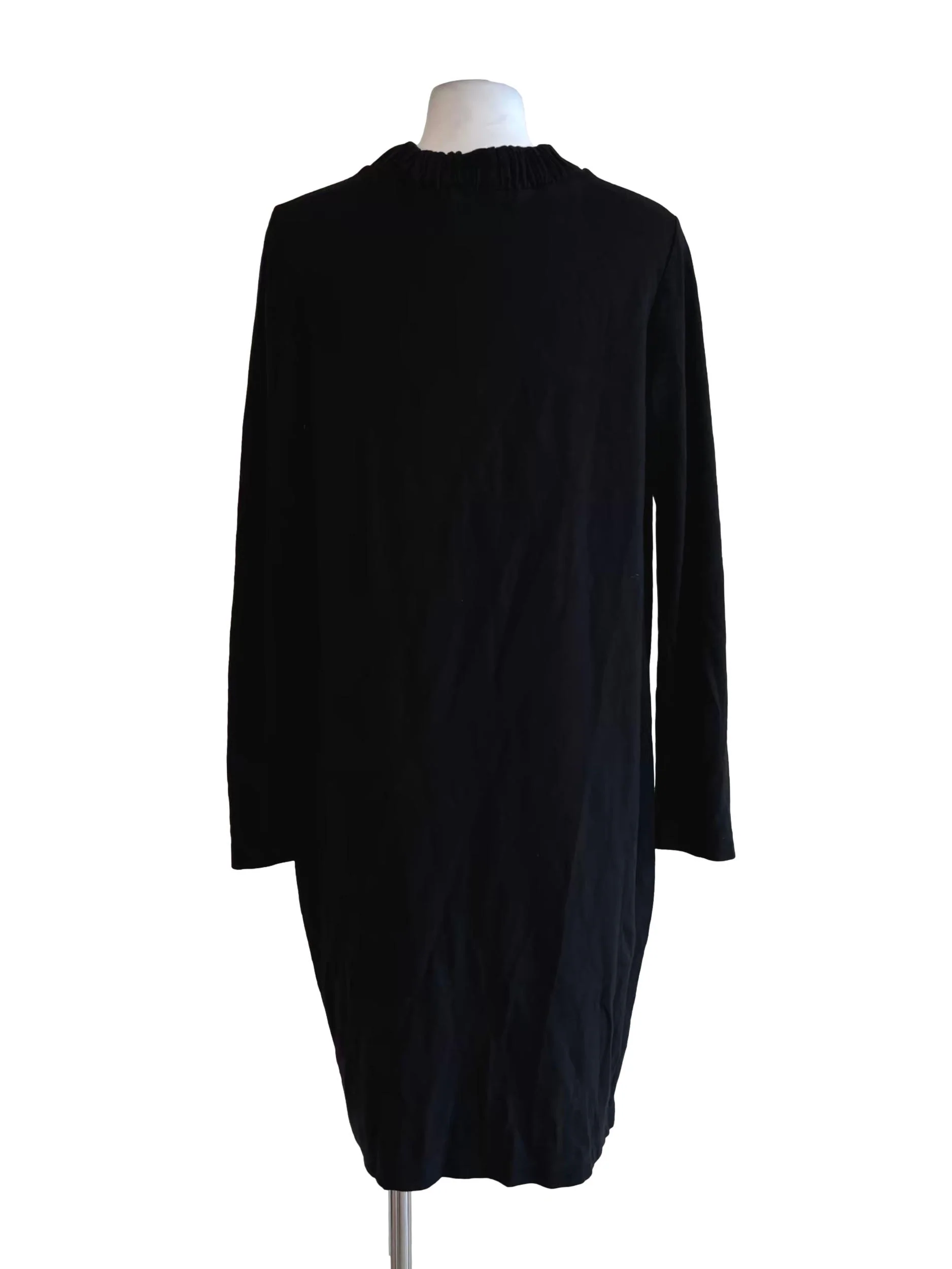 Soft Black Long Sleeve Cotton Shift Dress - Image 2