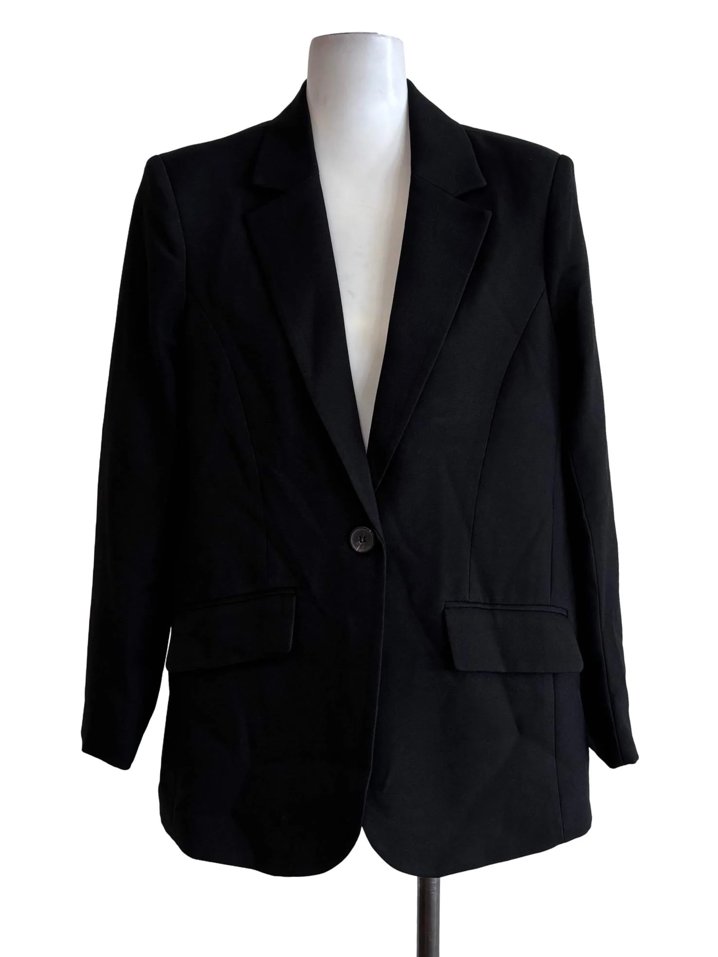Soft Black One Button Blazer