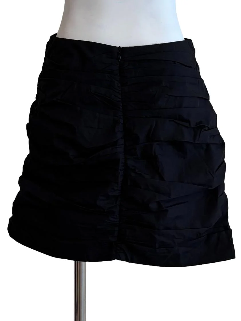 Soft Black Ruched Cotton Mini Skirt - Image 2