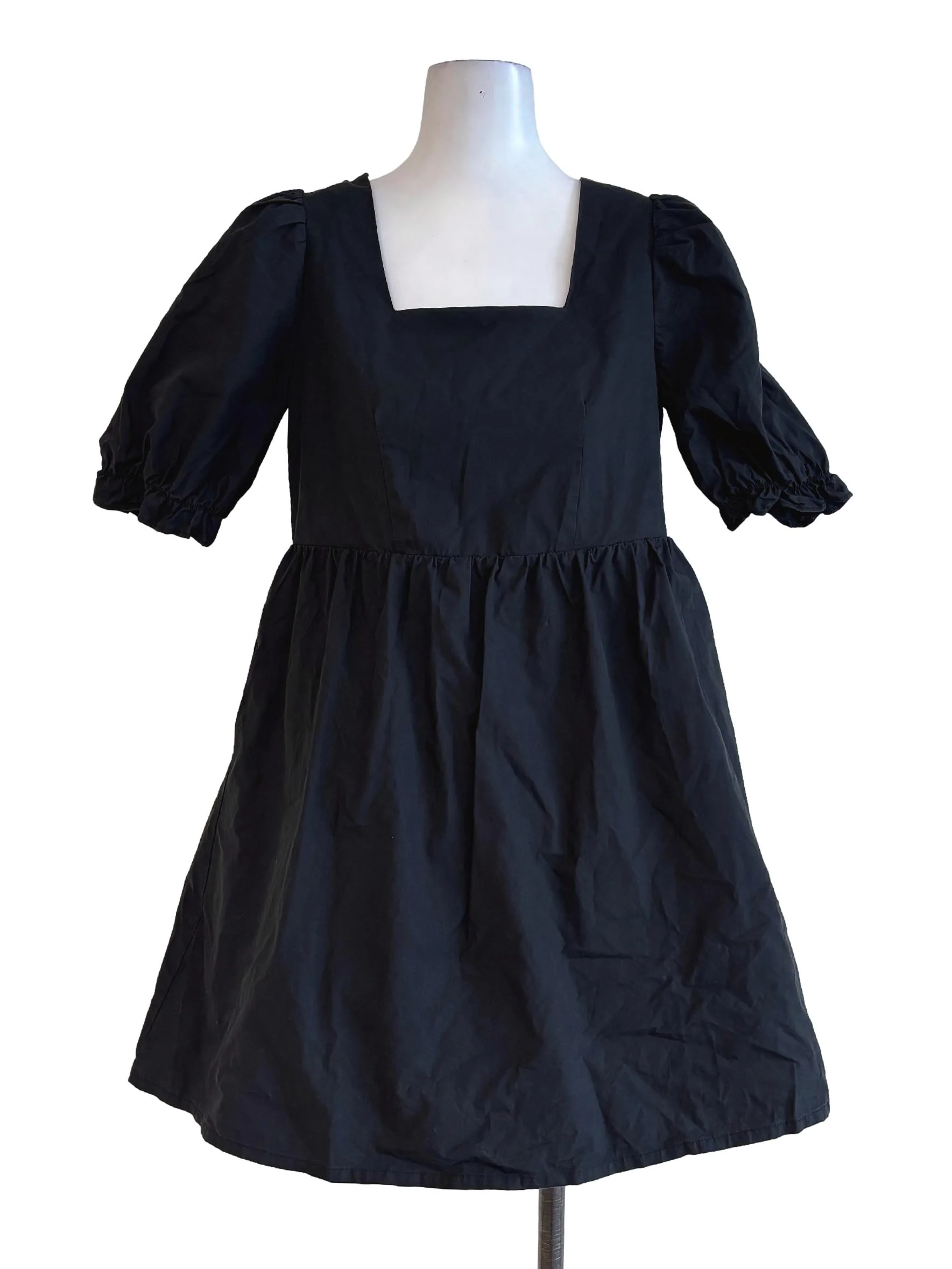 Soft Black Short Sleeve Cotton Dress