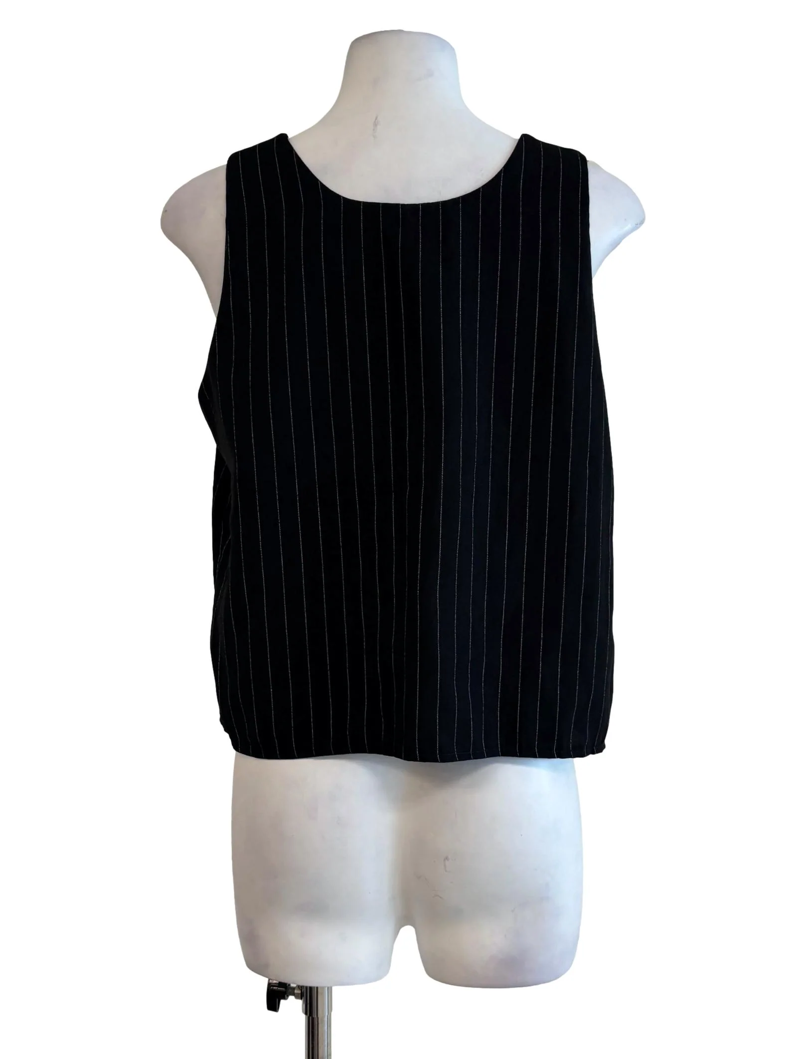Soft Black Striped Round Neck Top - Image 2