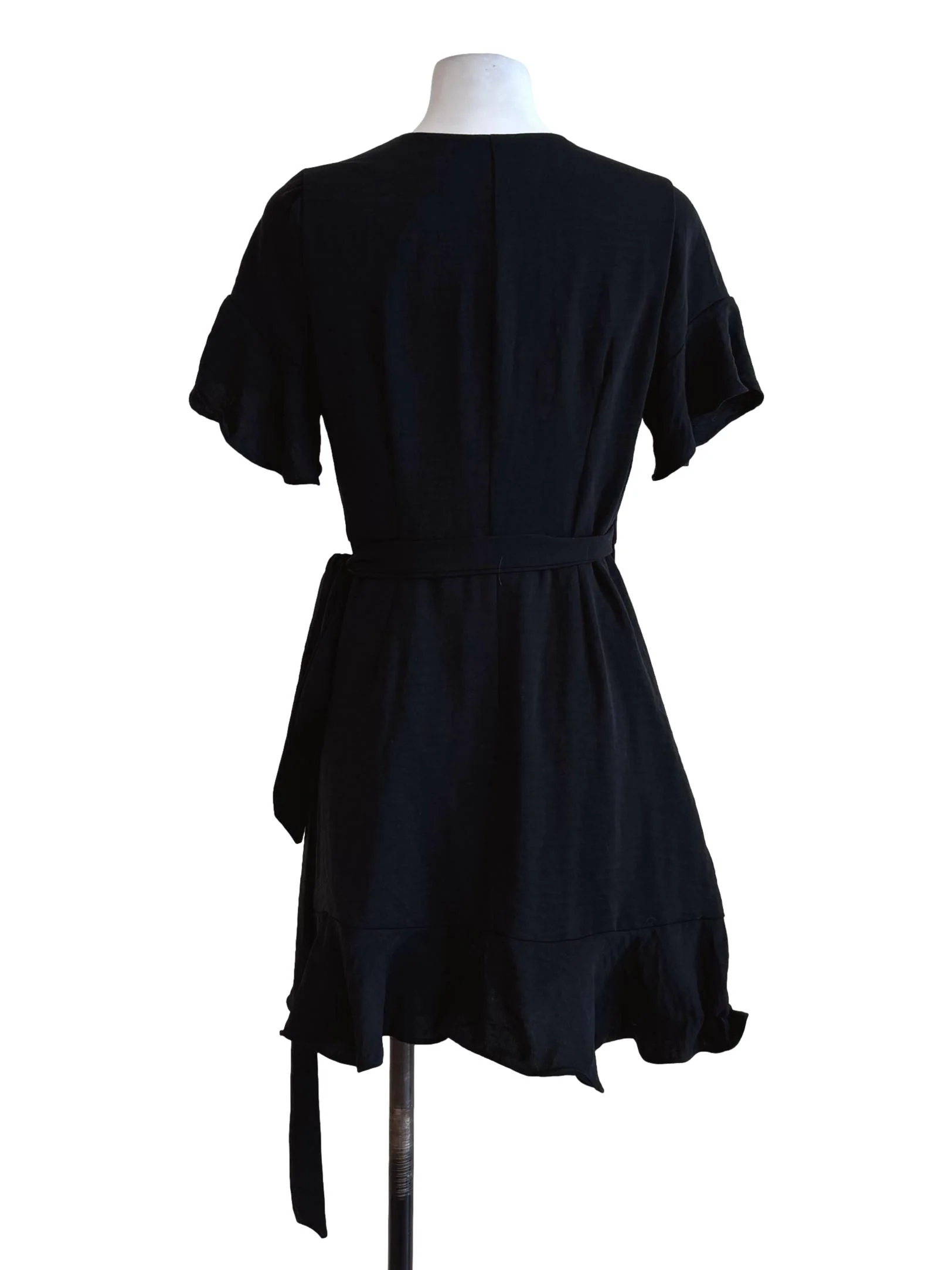 Soft Black Surplice Side Tie Dress TEM - Image 2