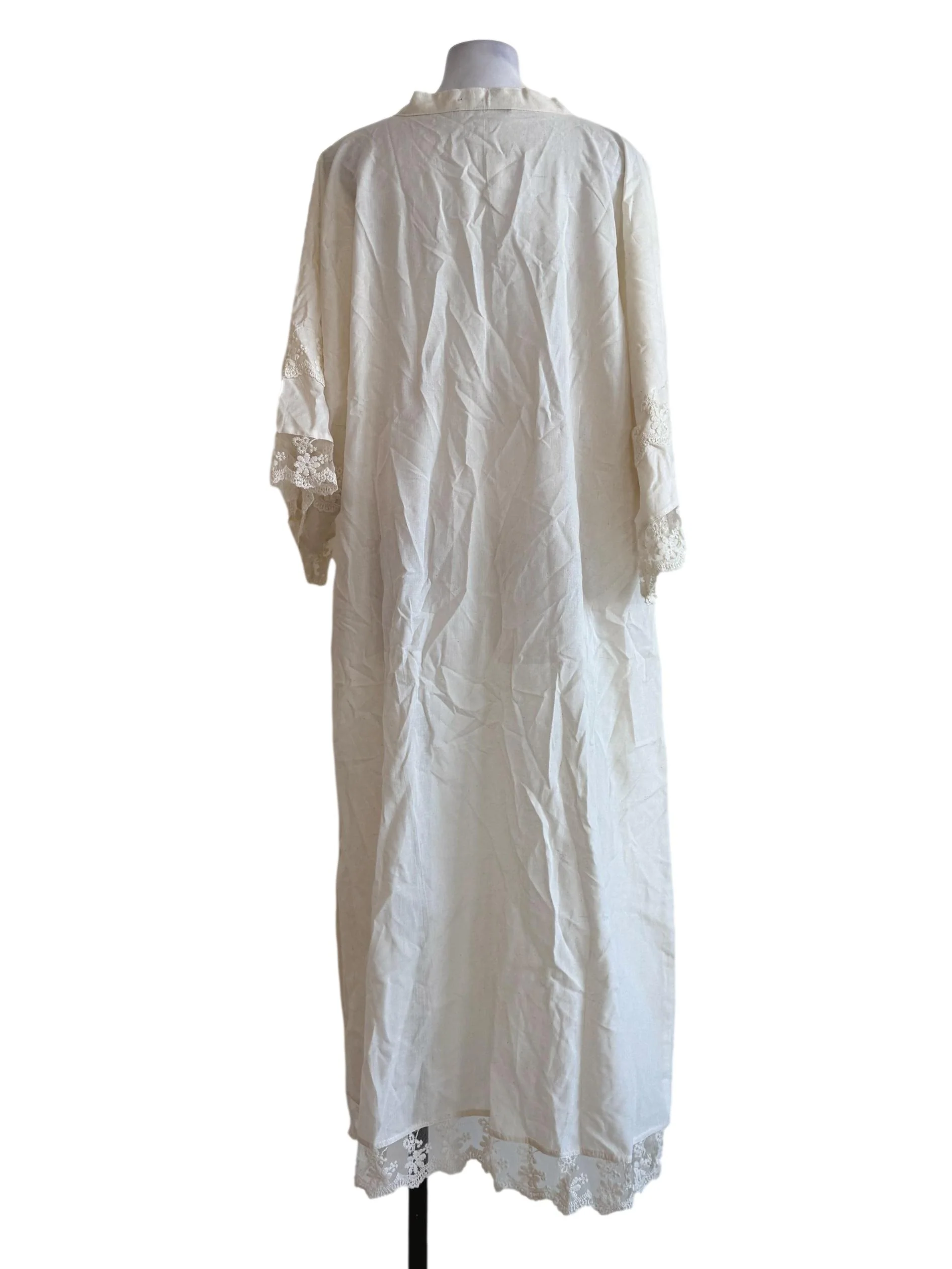 Soft Cream With Lace Border Long Outerwear - Image 2