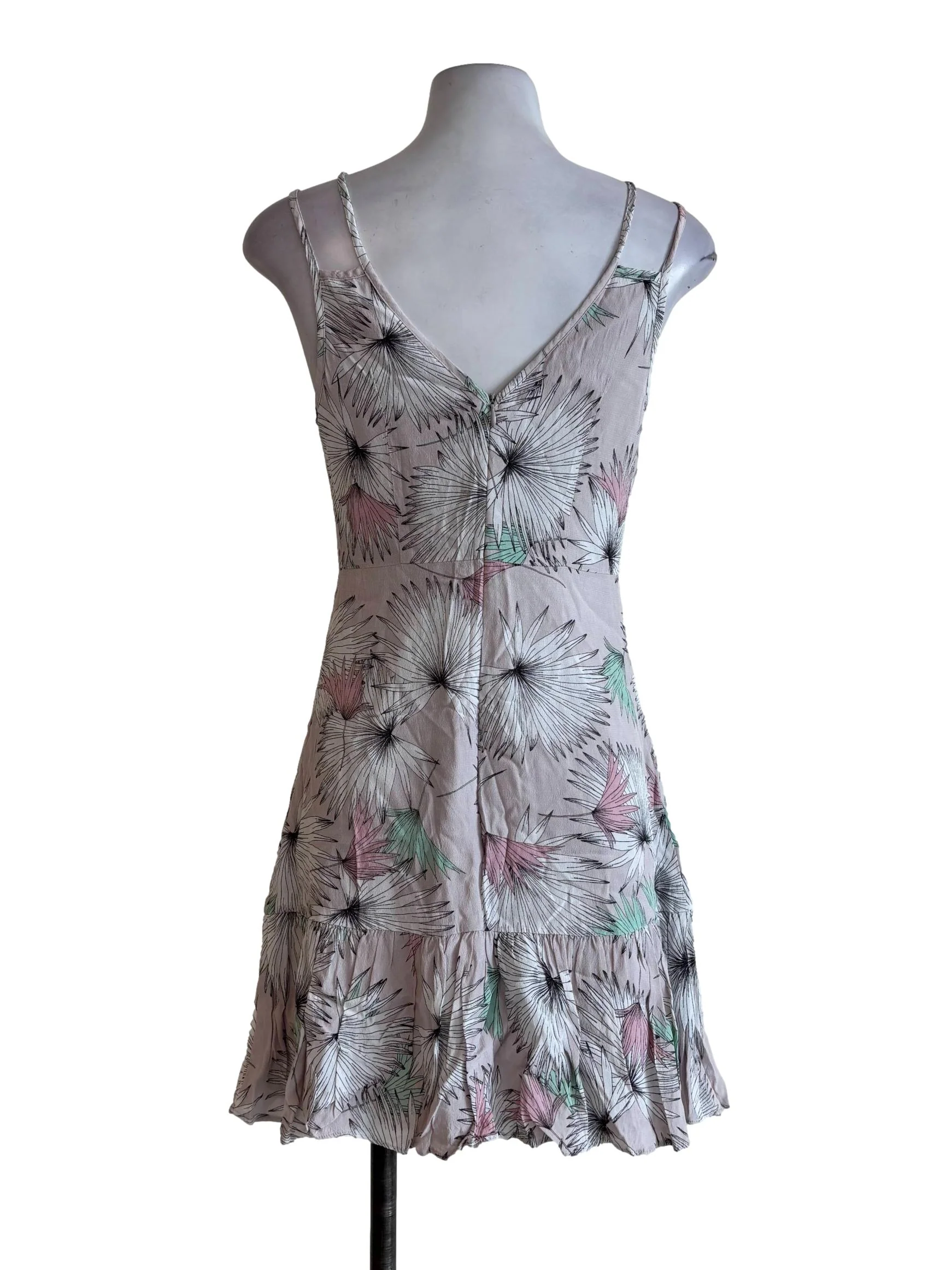Soft Dusty Pink Leaf Prints Mini Dress - Image 2