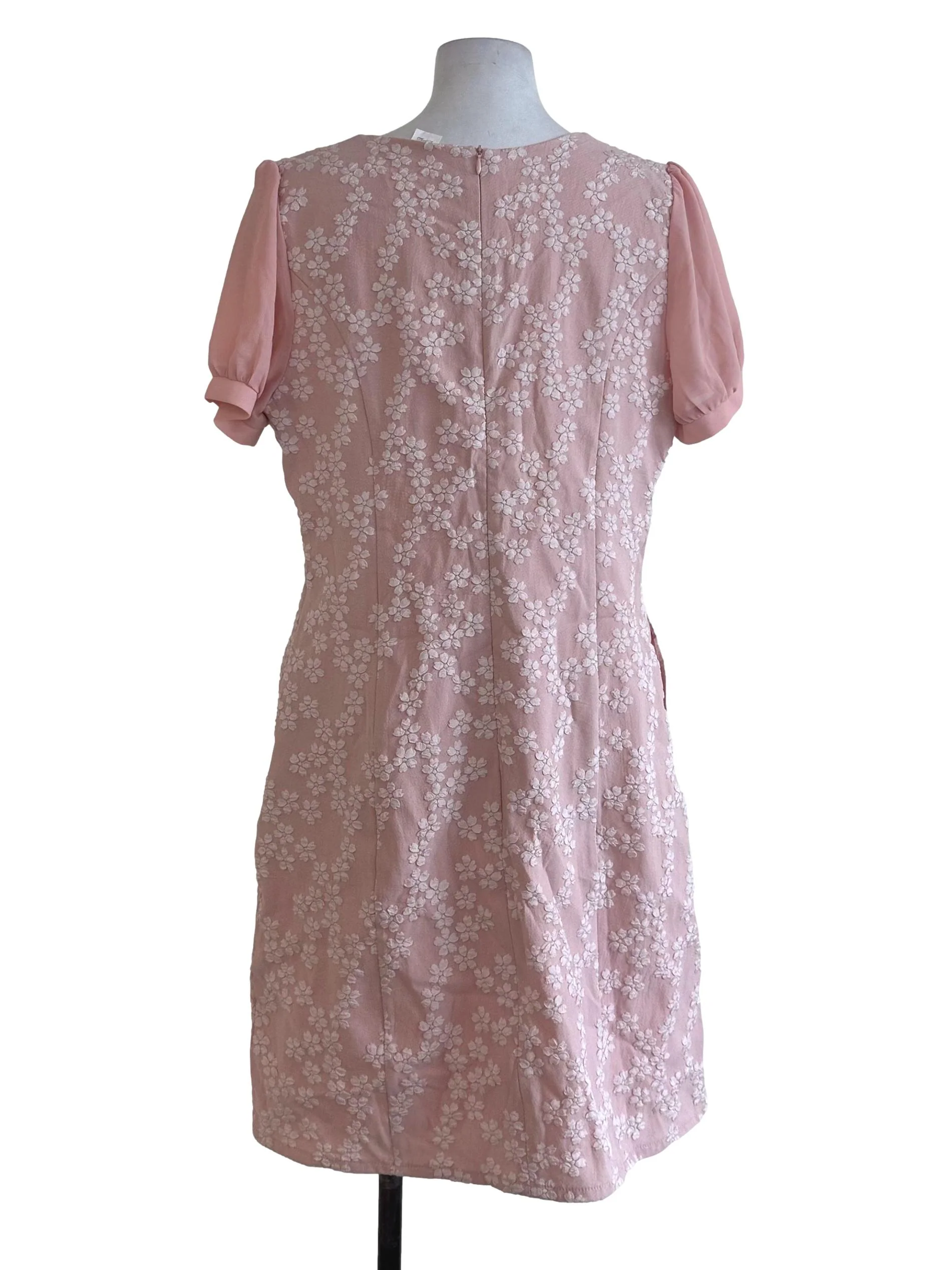 Soft Pink Floral Textured Dress - Image 2