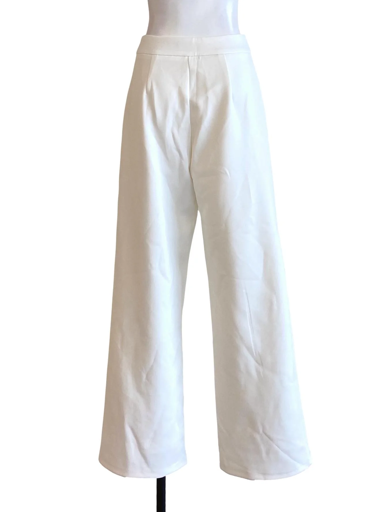 Soft White Buttoned Waist Straight Formal Pants - Image 2