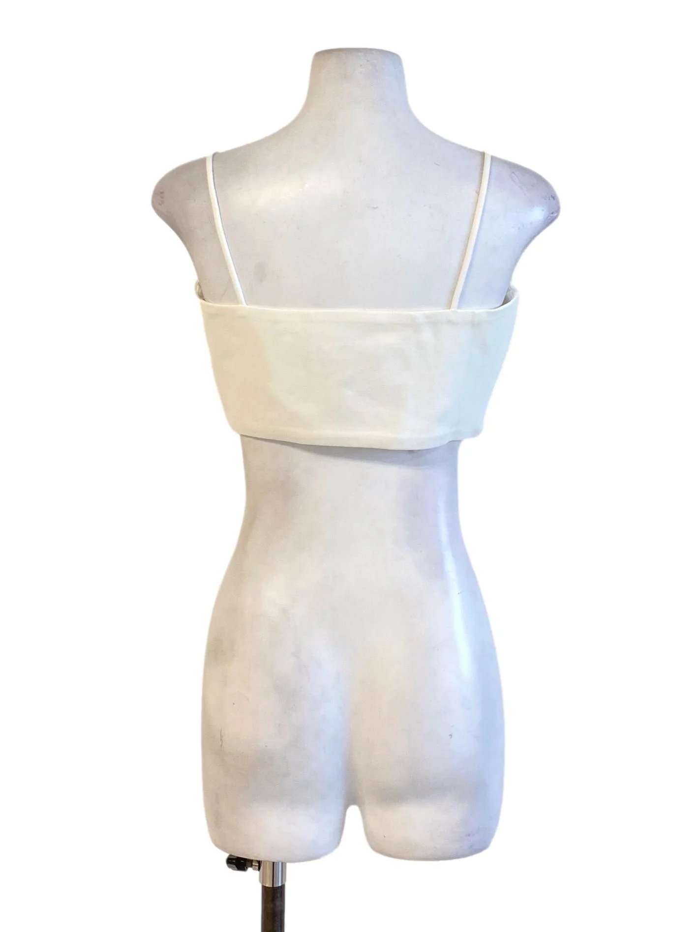 Soft White Spaghetti Strap Fit Waisted Cropped Top LB - Image 2