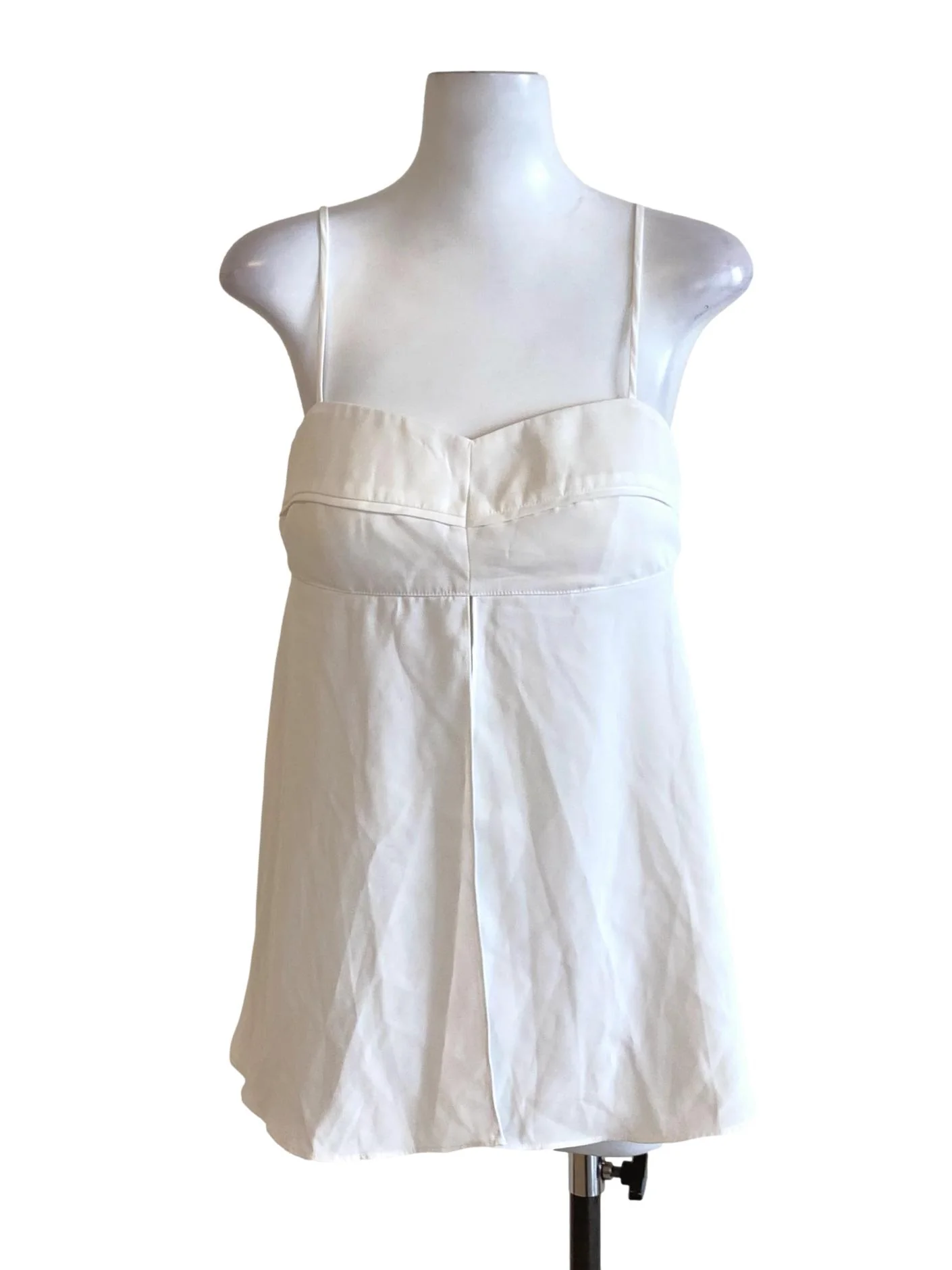 Soft White Spaghetti Strap Slit Flowy Loose Top