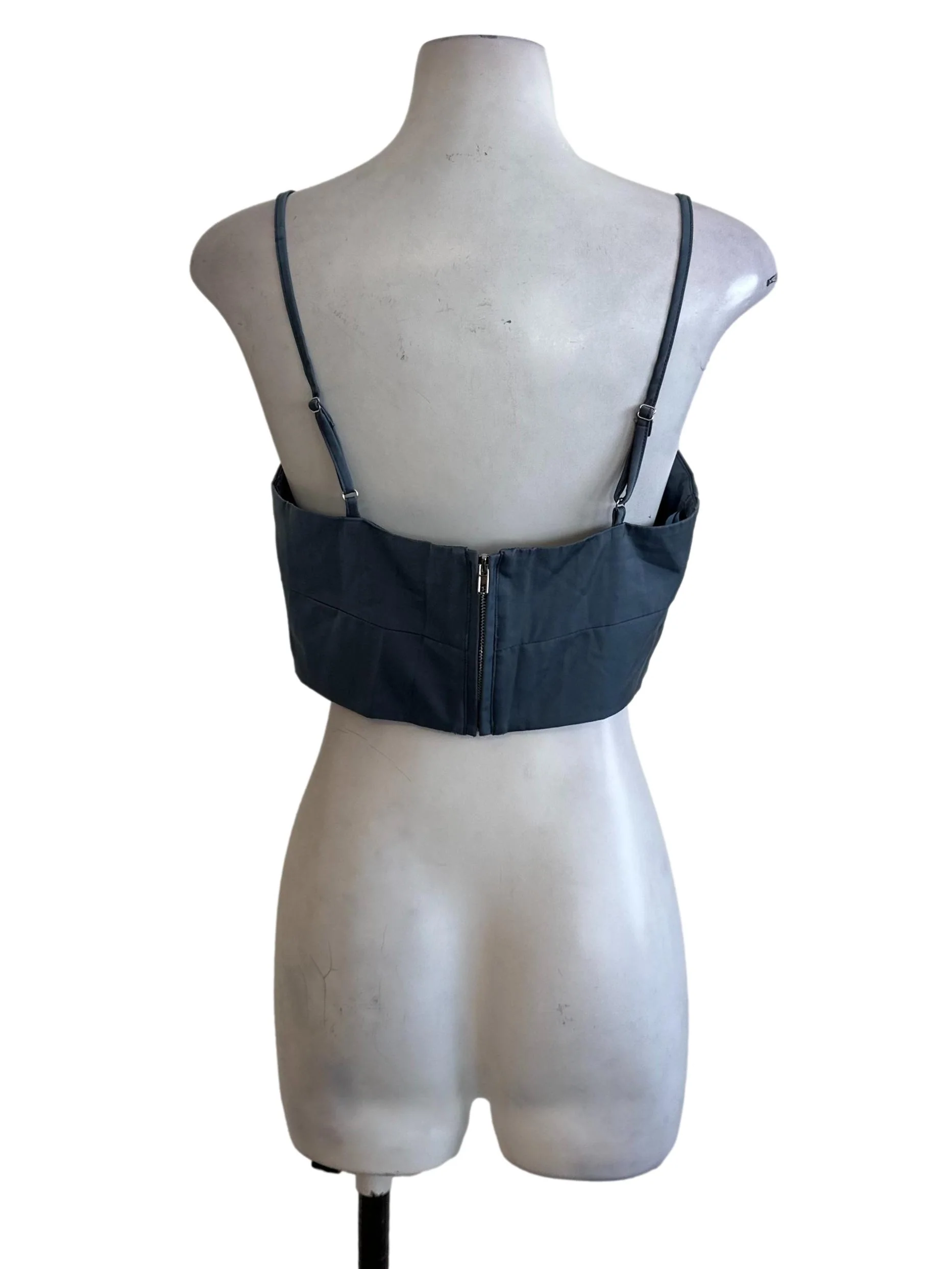 Spruce Blue Satin Spaghetti Strap Top - Image 2
