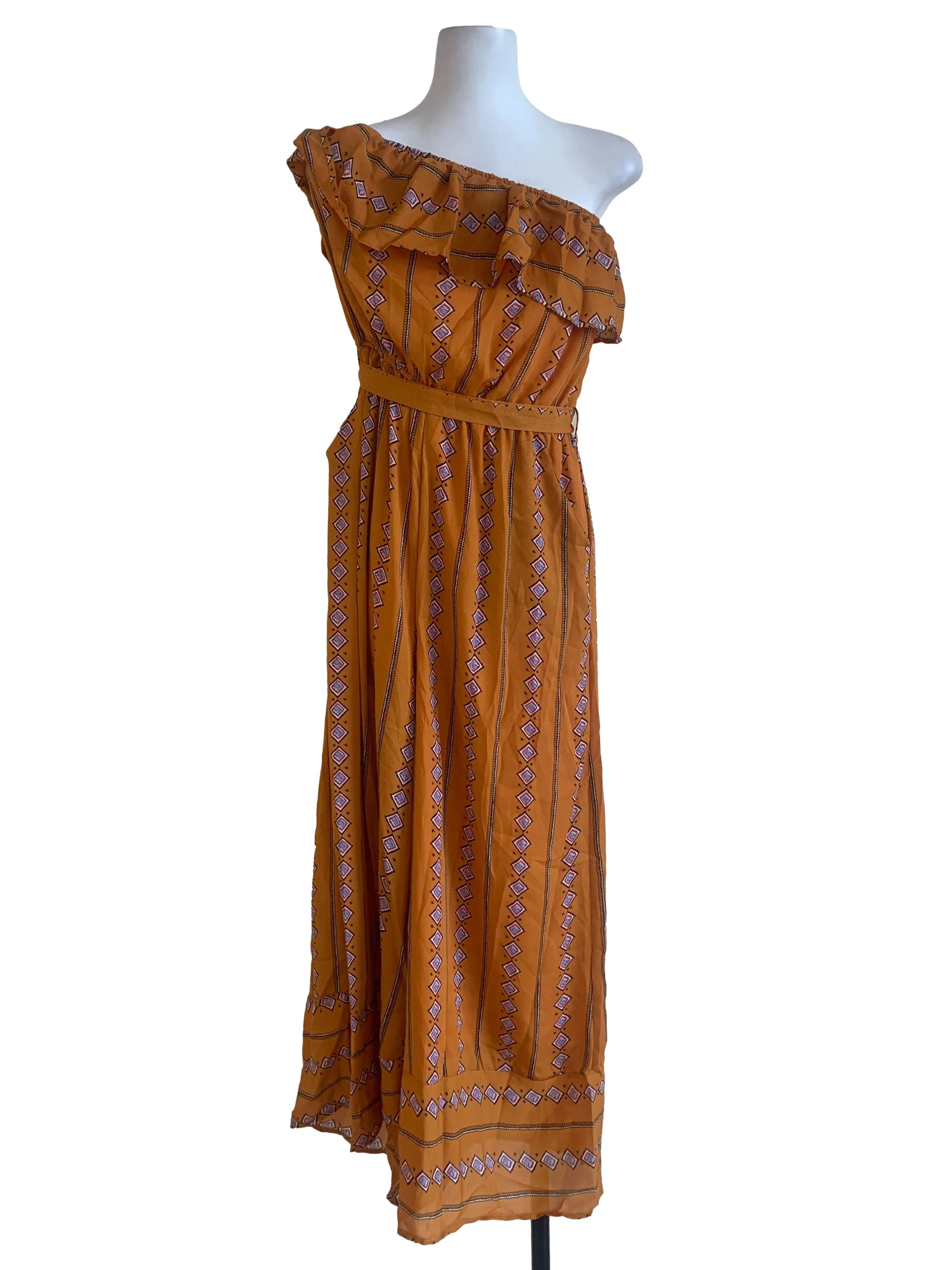Squash Orange Patterned Jumpsuit