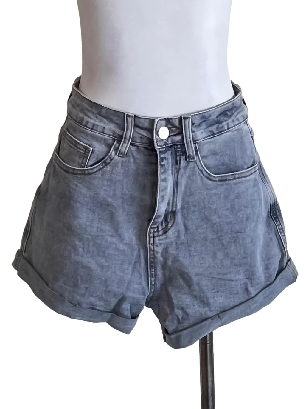 Stone Blue Denim Shorts