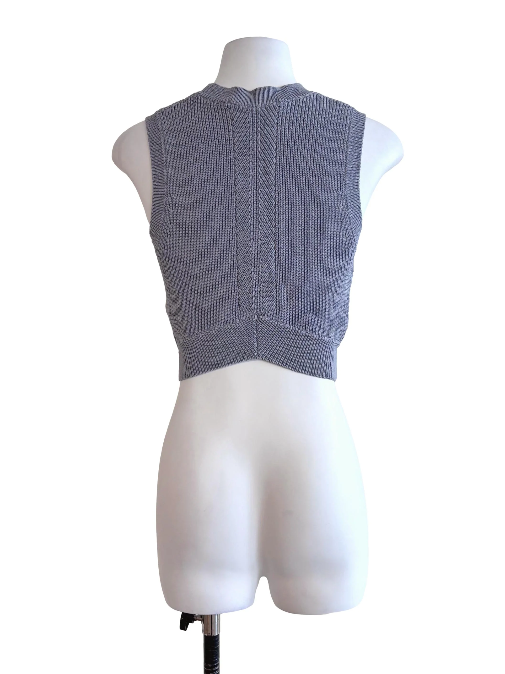 Stone Blue Knit Crop Top LB - Image 2