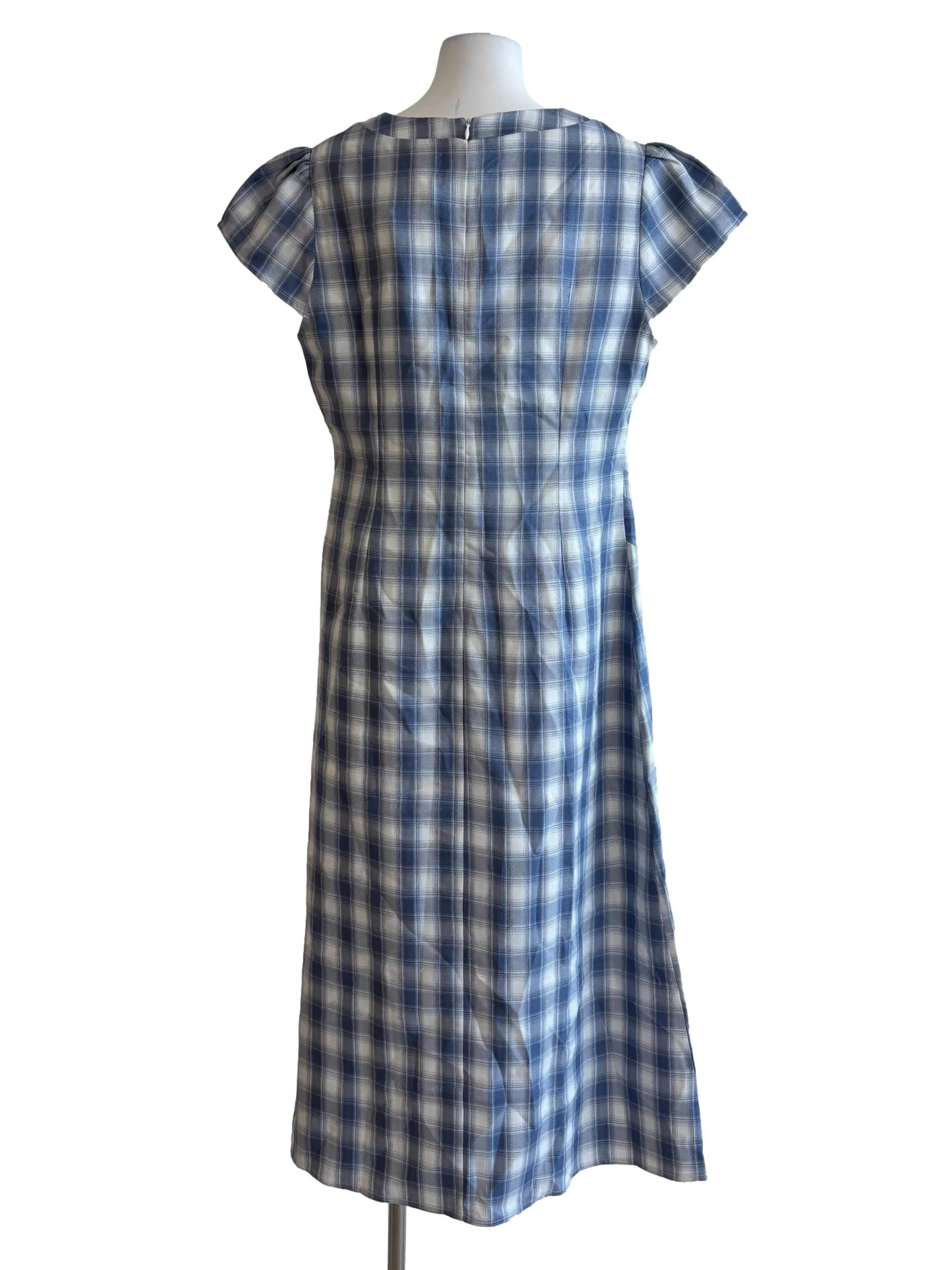 Stone Blue Plaid Cheongsam Dress - Image 2