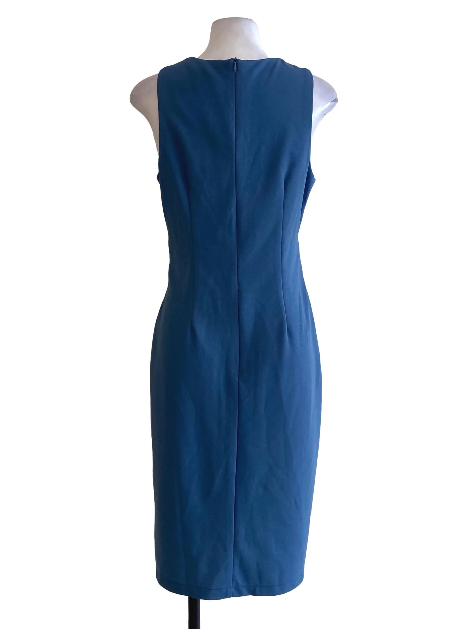 Stone Blue Sleeveless Slit Sheath Dress - Image 2