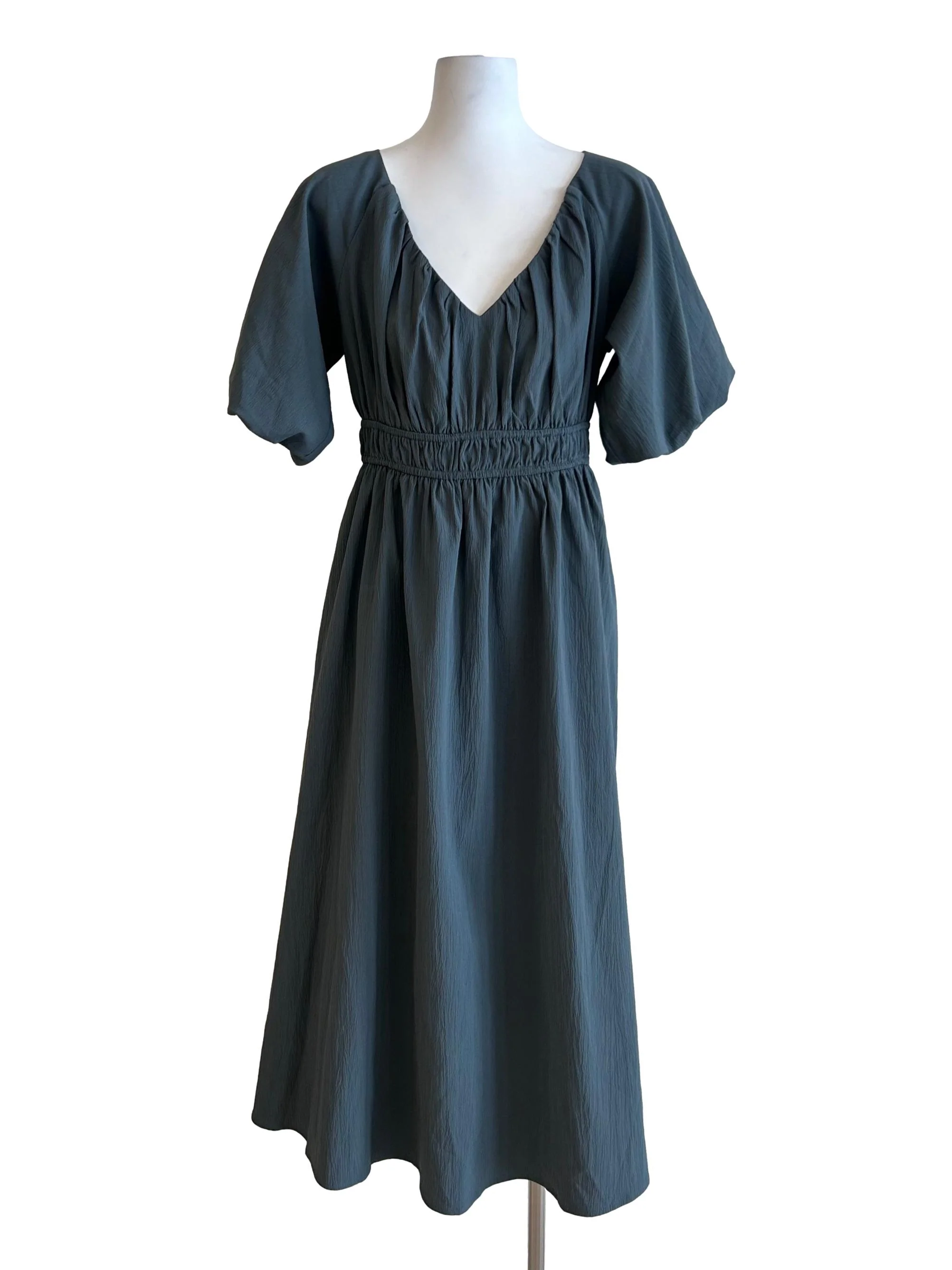 Stone Blue Textured Midi Dress LB