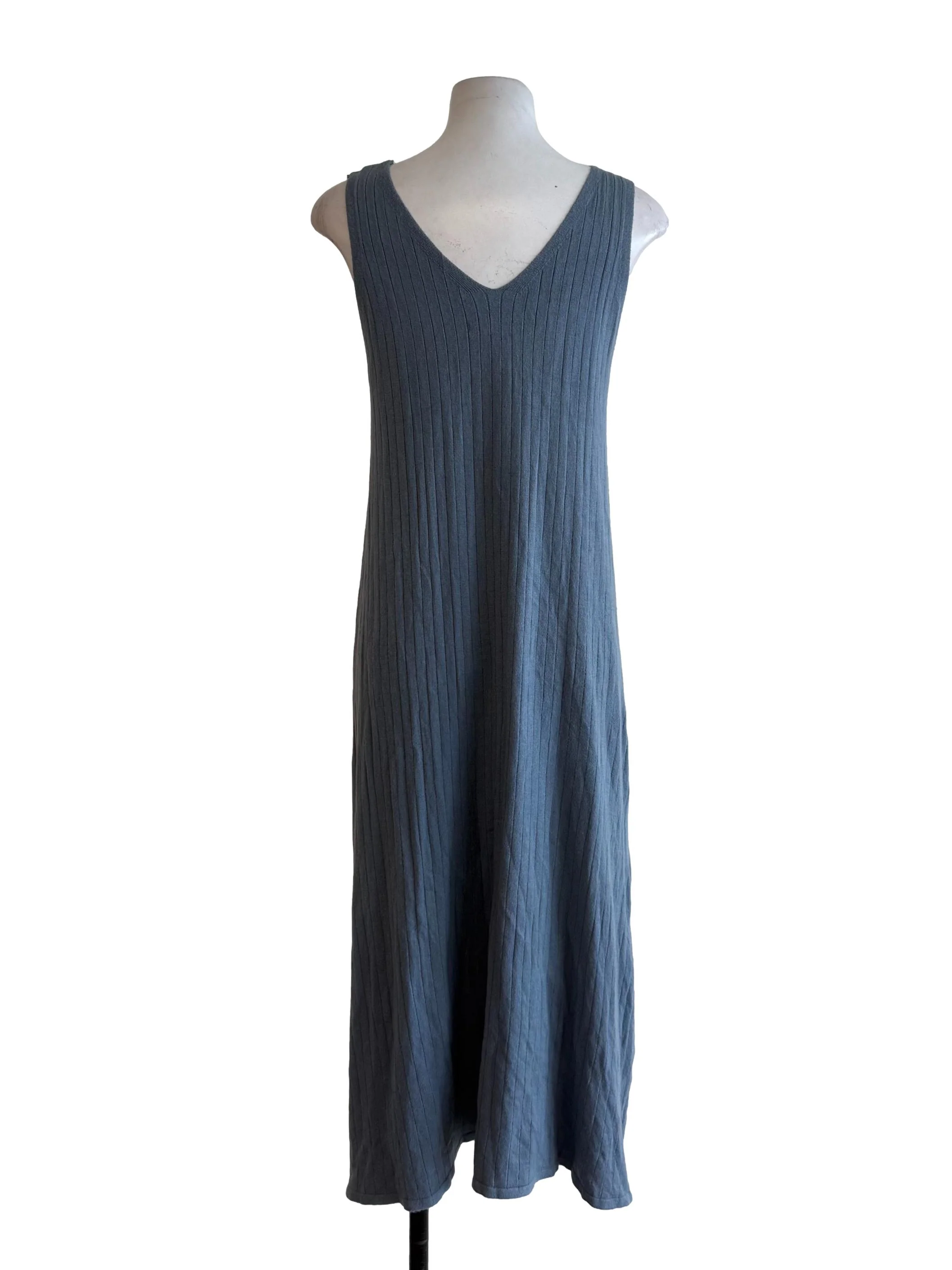 Stone Blue V Neck Knit Dress - Image 2